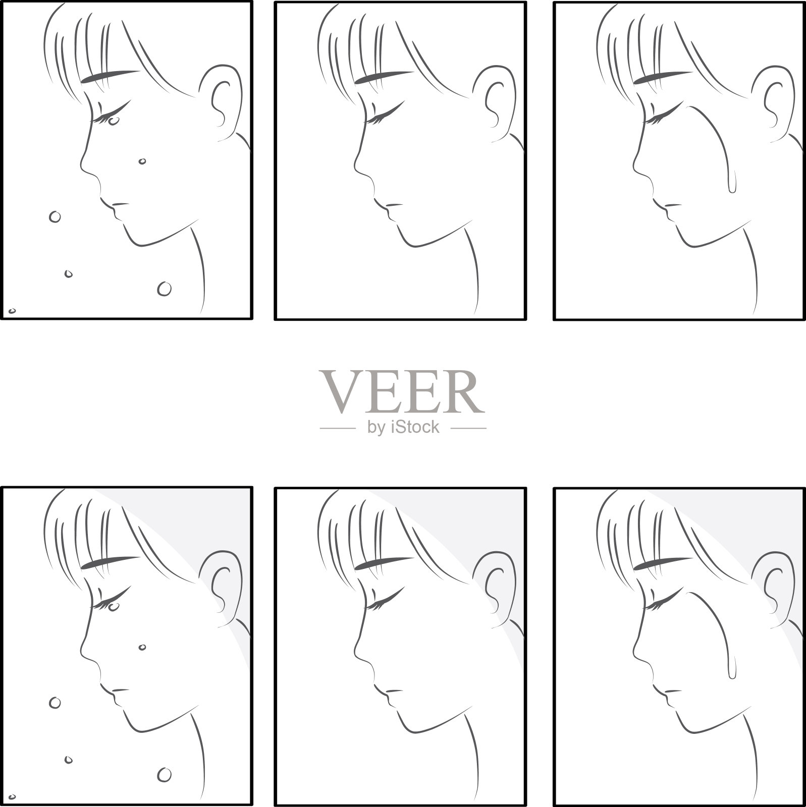 矢量漫画脸集插画图片素材