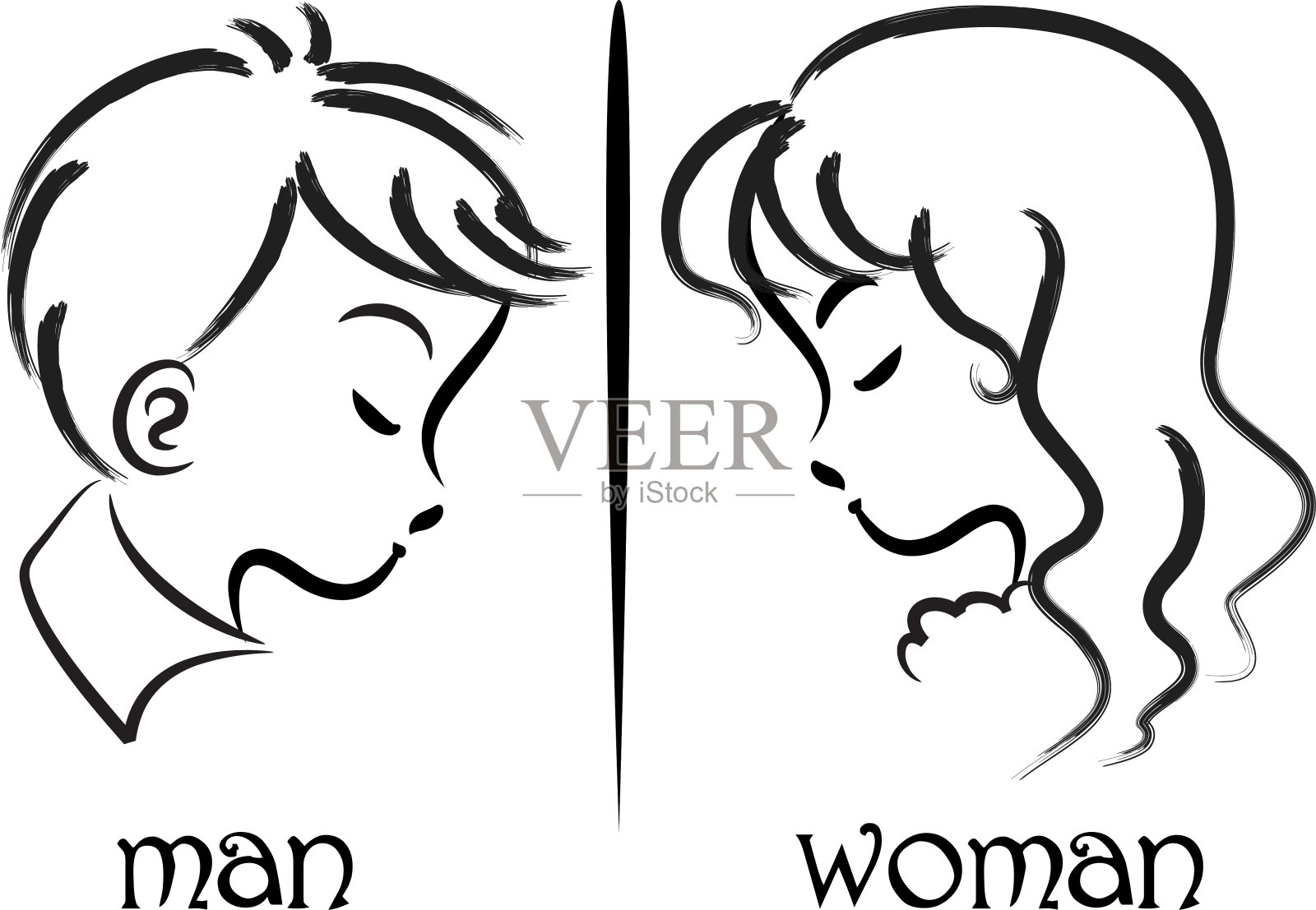 卡通的男孩和女孩的脸设计元素图片