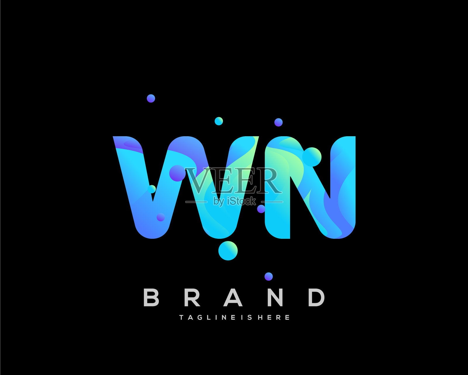 Wn初始标志与彩色模板插画图片素材