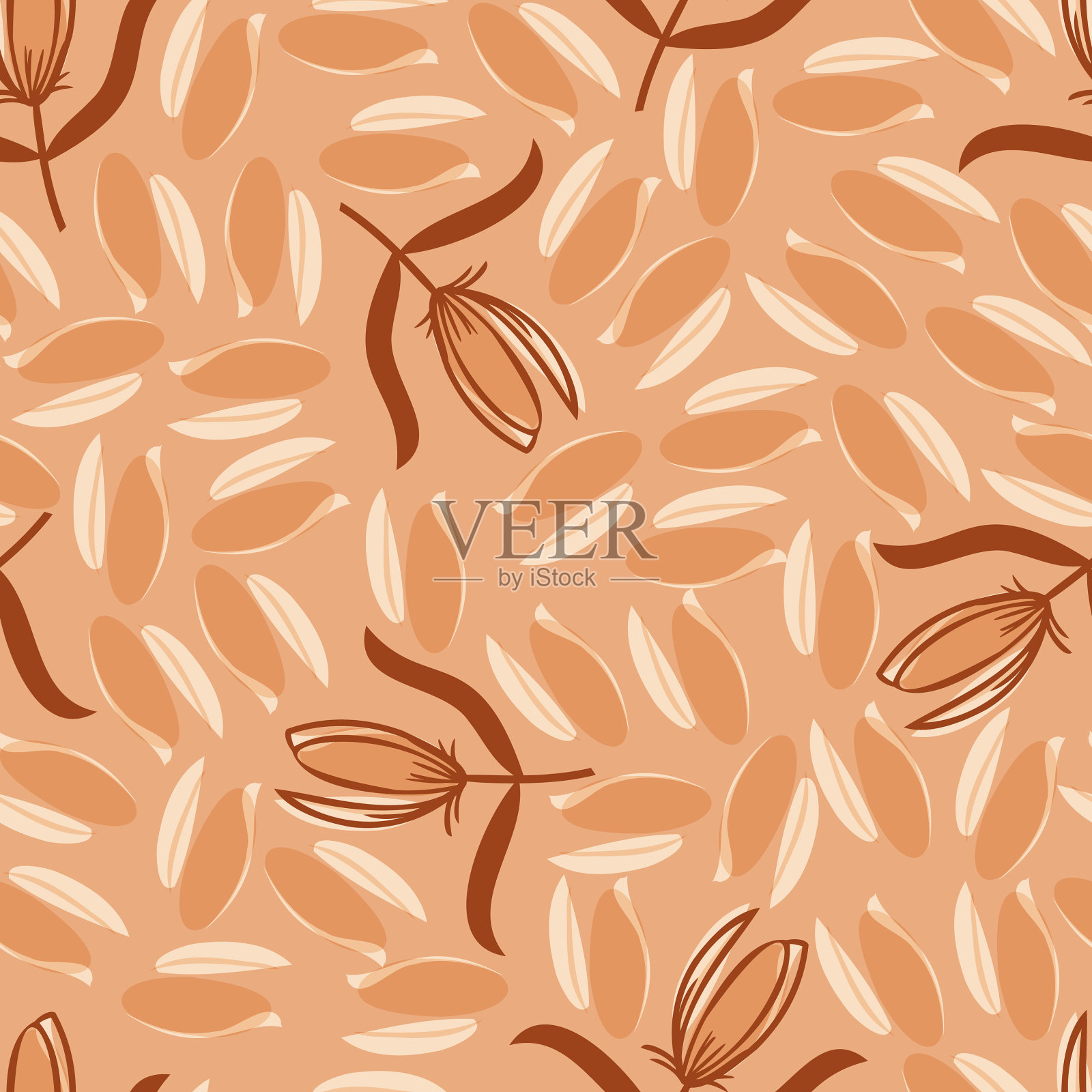 无缝花卉图案与手绘苹果插画图片素材