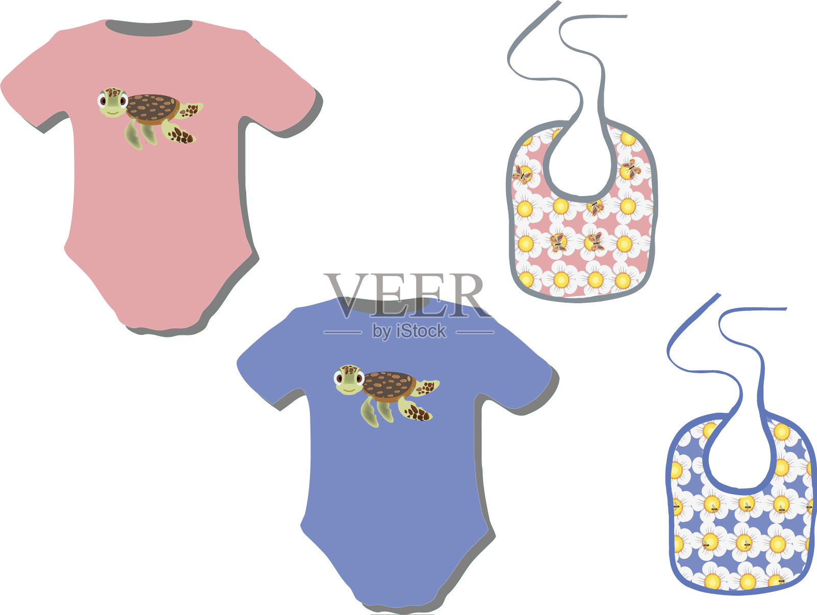 婴儿和女孩的衣服插画图片素材