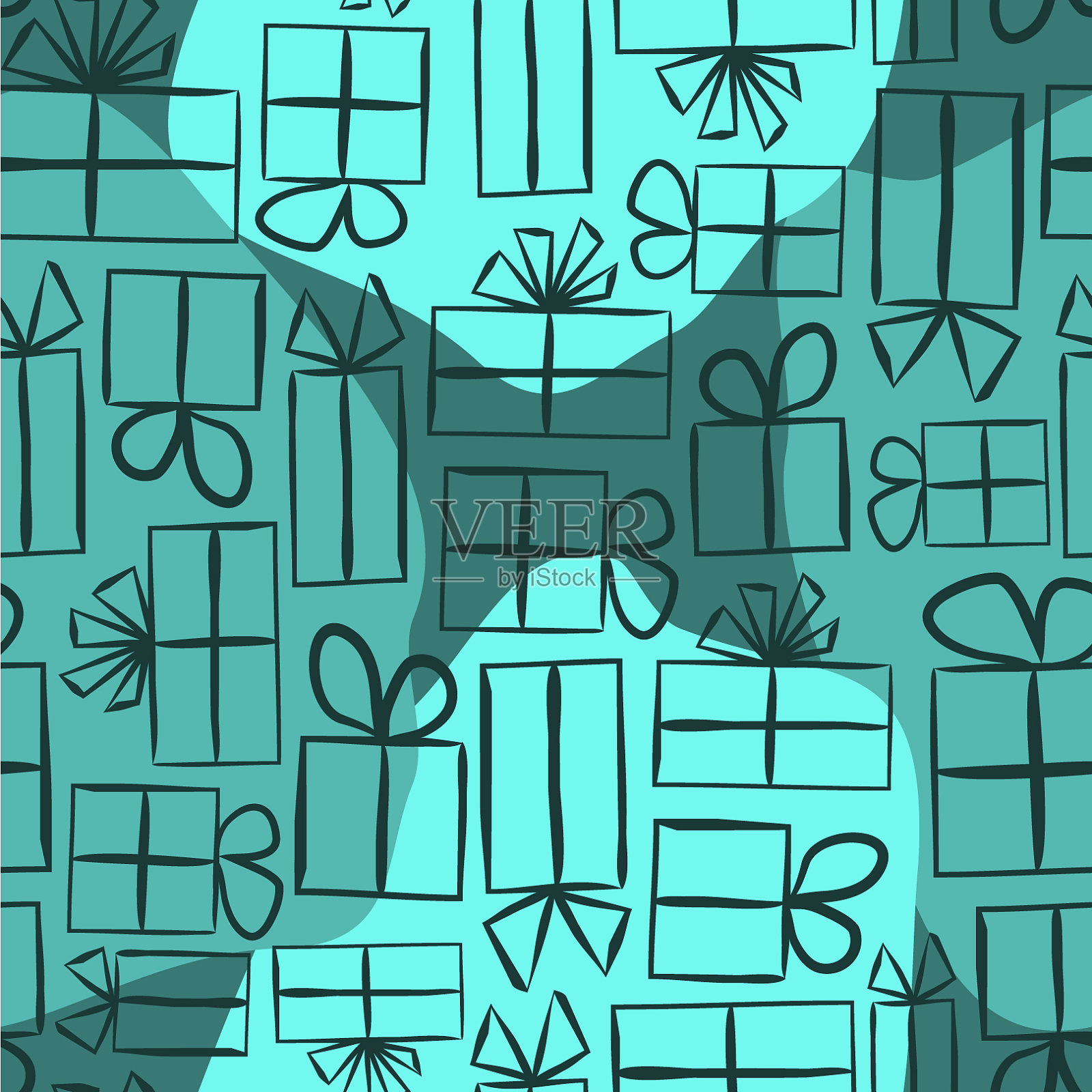绿松石无缝图案礼品包装纸插画图片素材