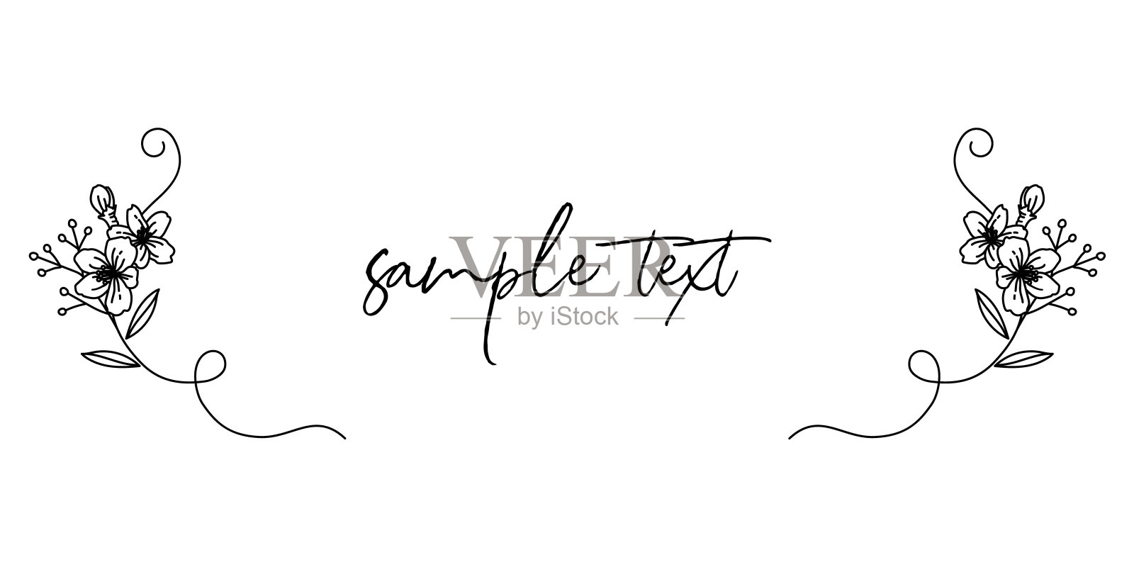 樱花线条艺术框架框架矢量插图材料设计元素图片