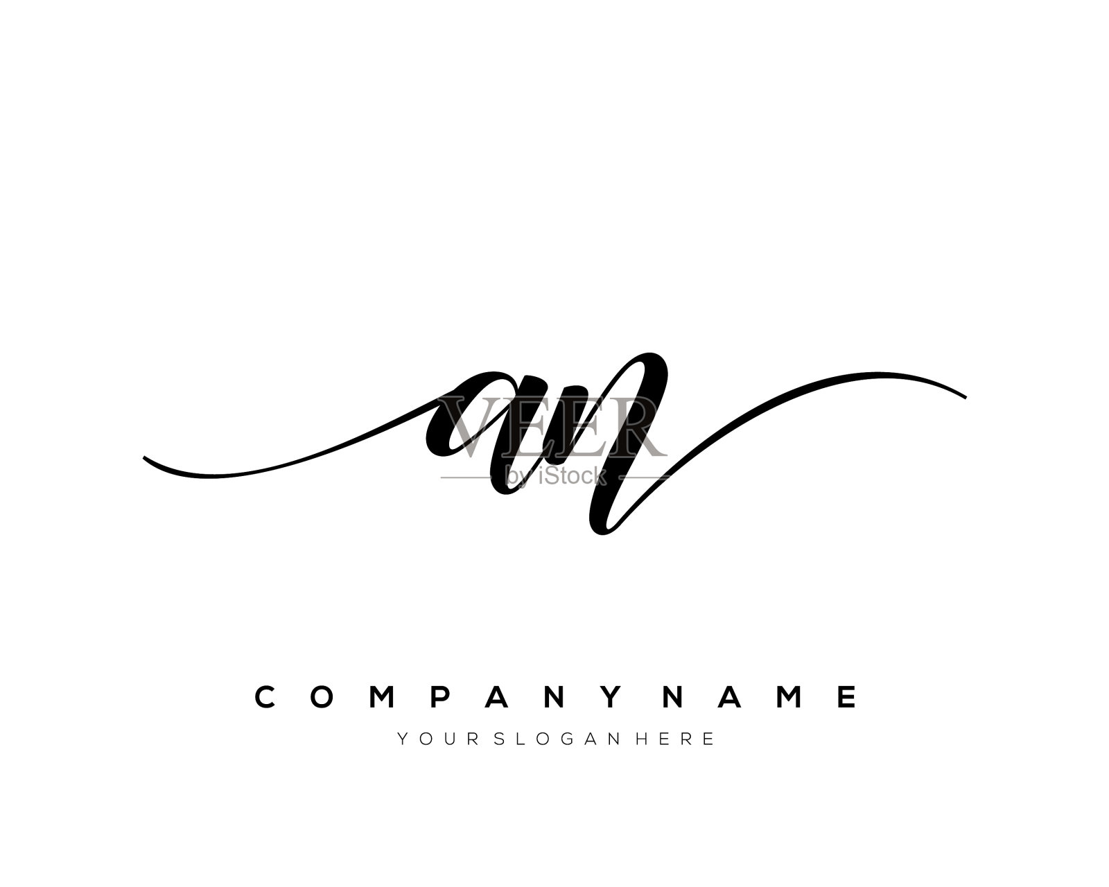 一个最初的字母手写标志手绘插画图片素材