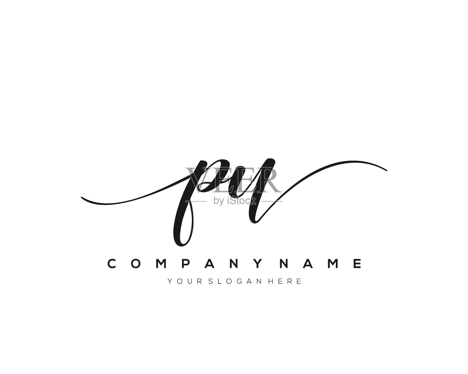 普首字母手写logo手绘插画图片素材