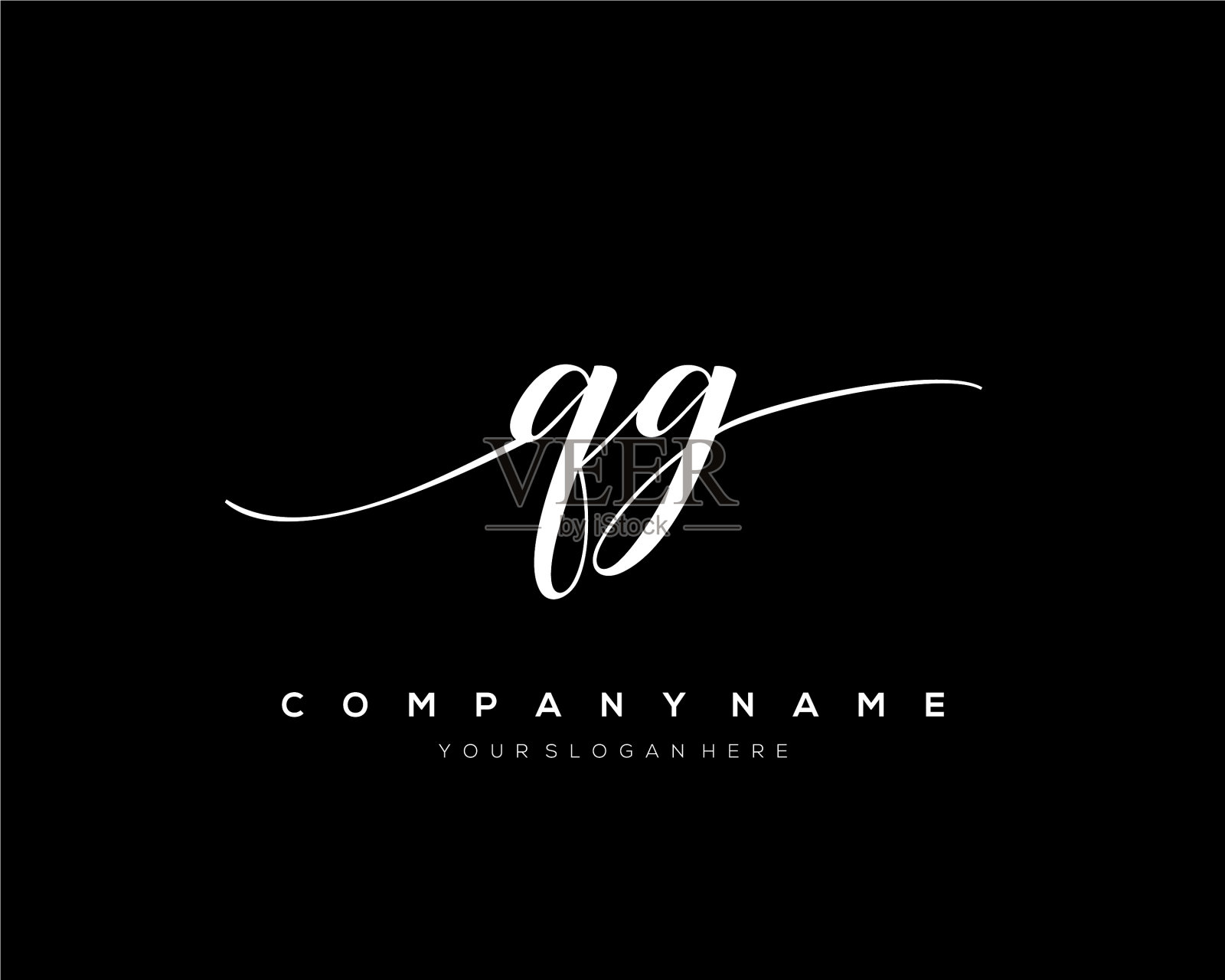 Qg首字母手写标志手绘插画图片素材