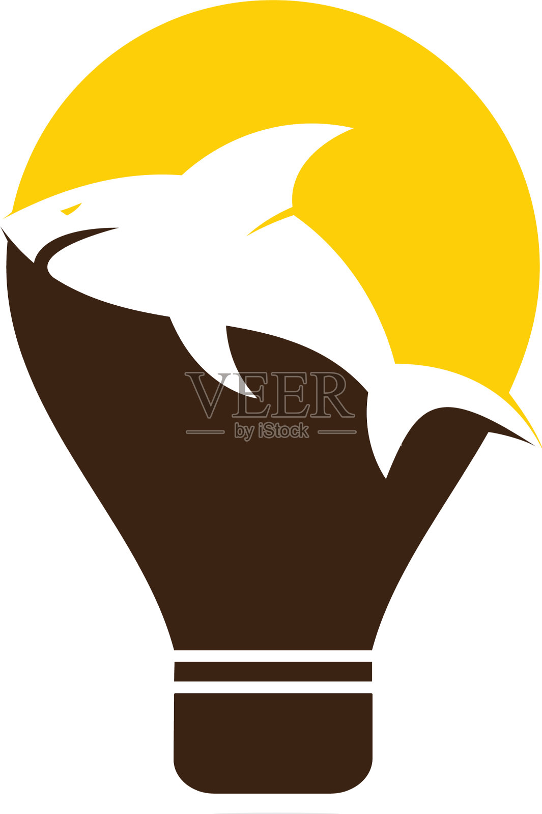 鲨鱼灯泡形状的概念标志设计插画图片素材