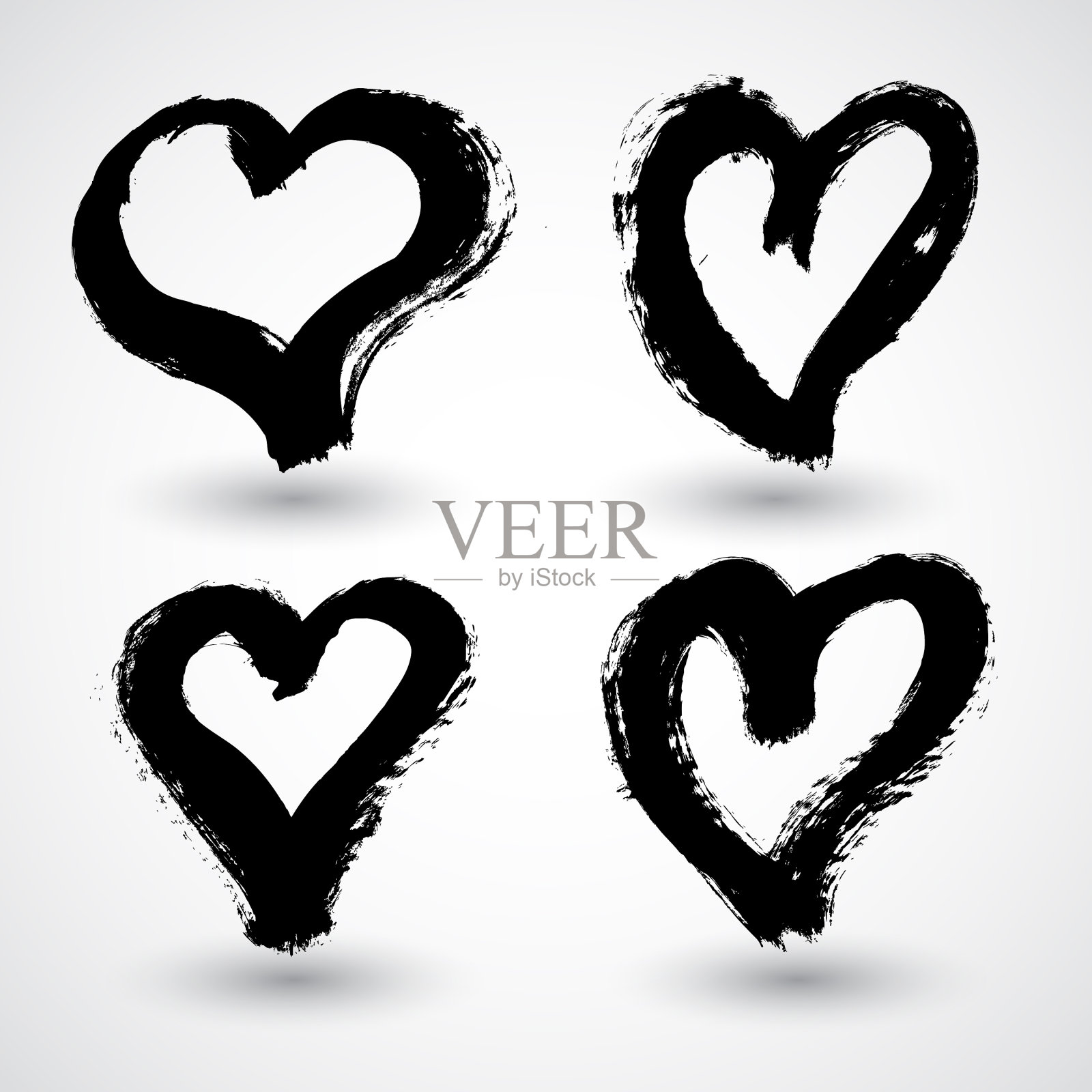 设置手绘绘制心形符号的设计插画图片素材