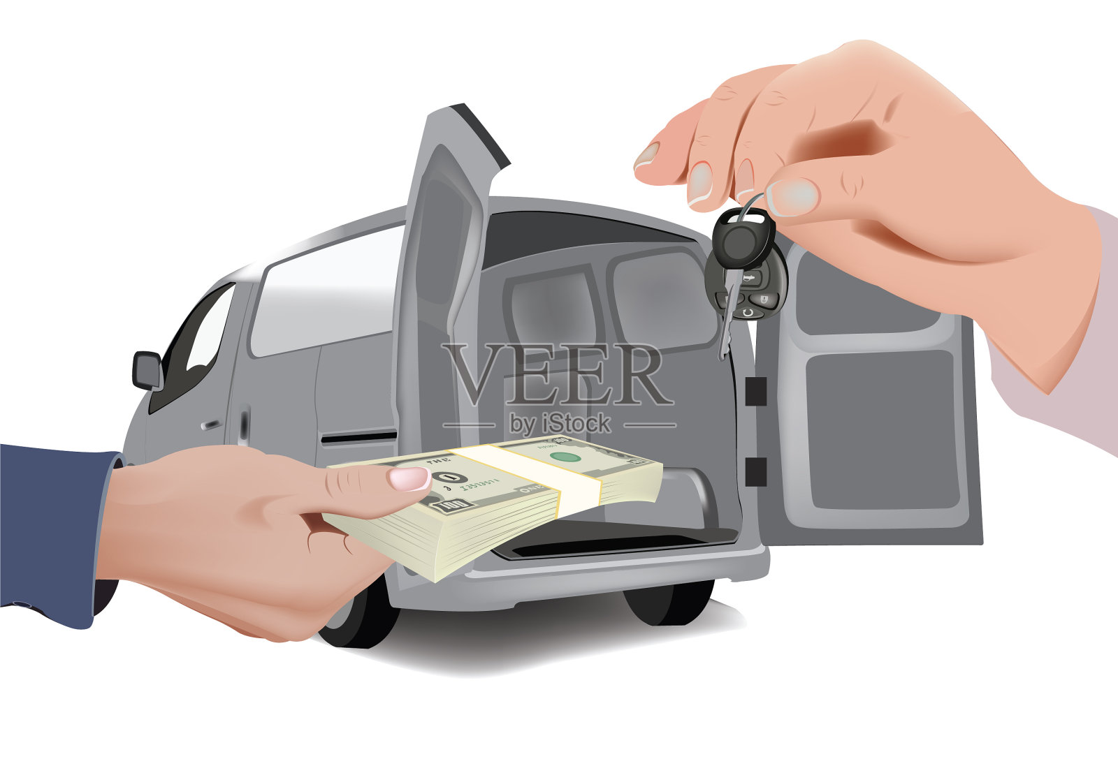 手与货币和手与交易钥匙设计元素图片