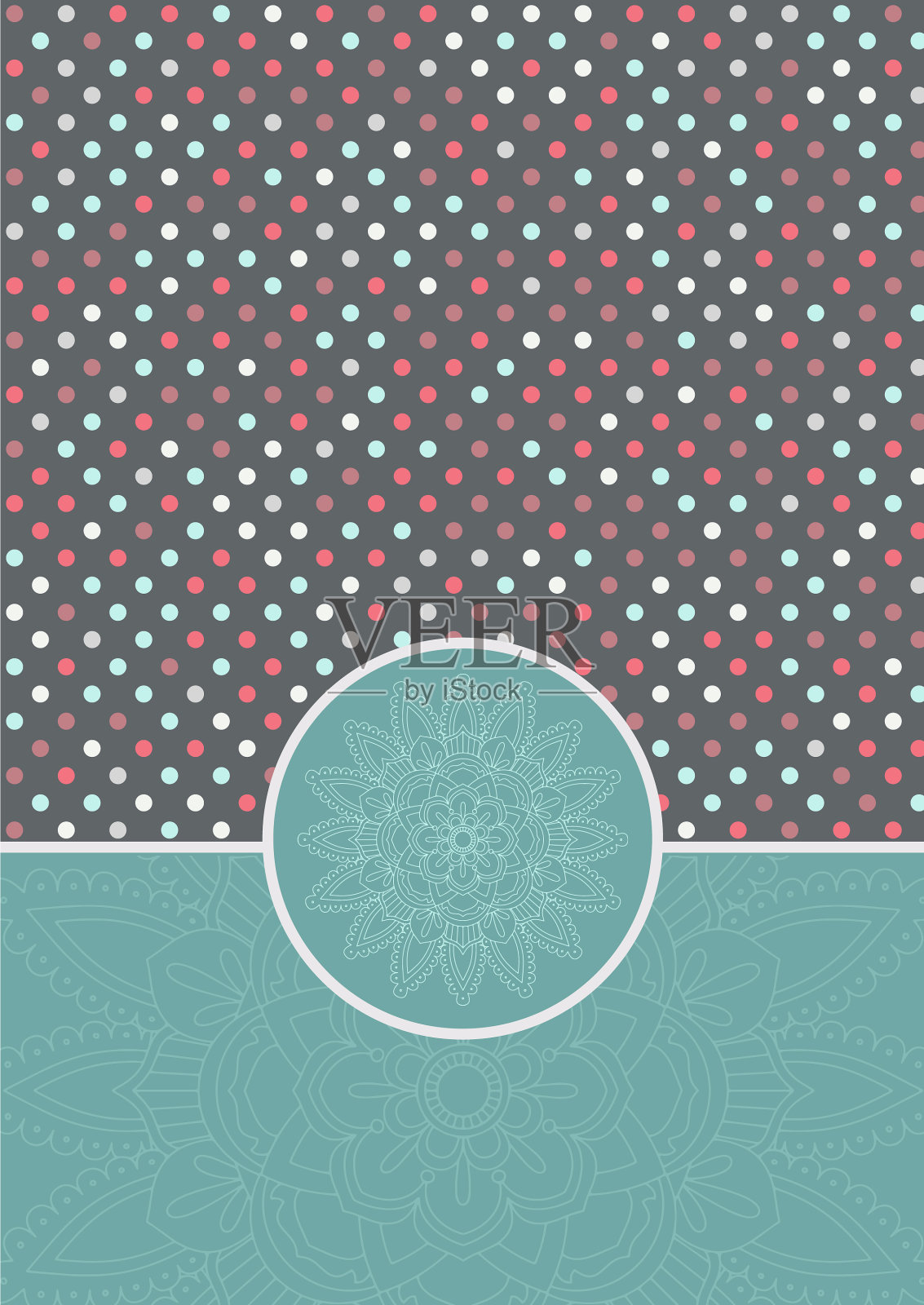 装饰圆点背景与曼荼罗插画图片素材