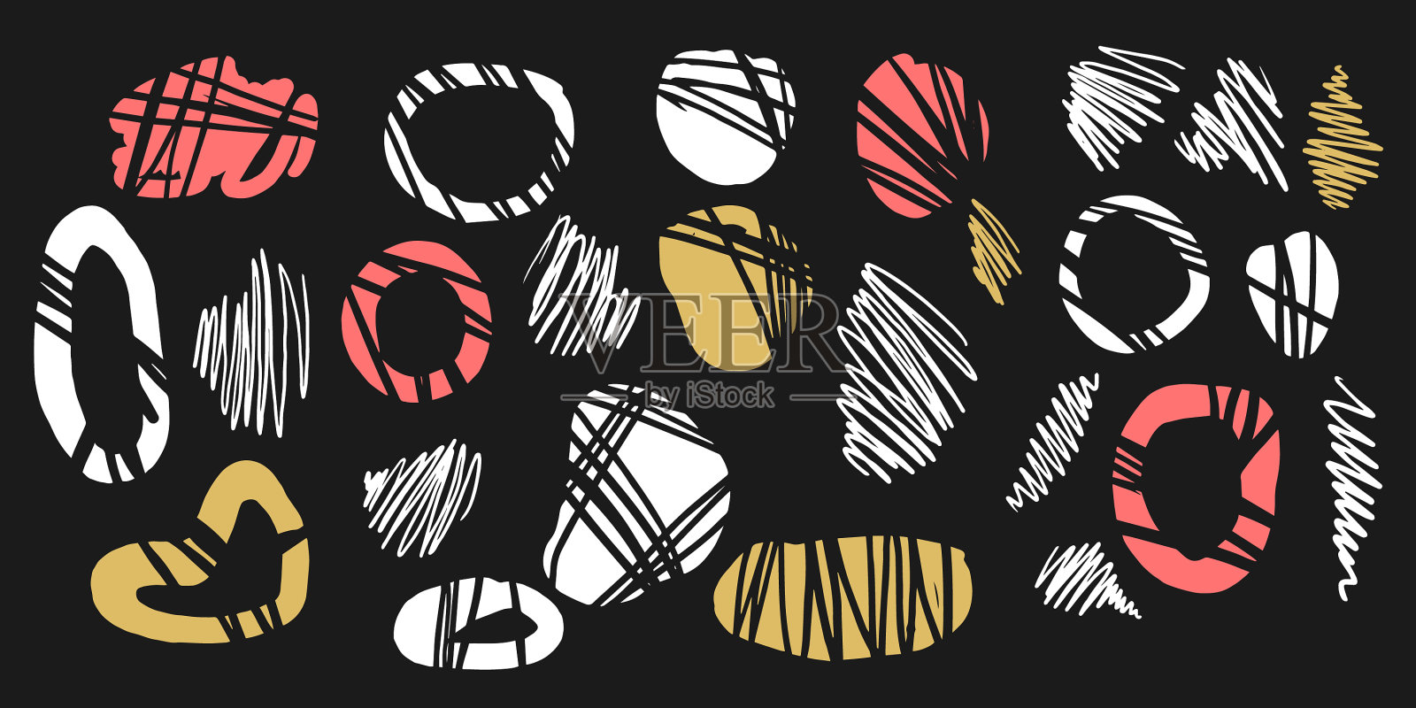 一组不同元素的涂鸦风格图标素材