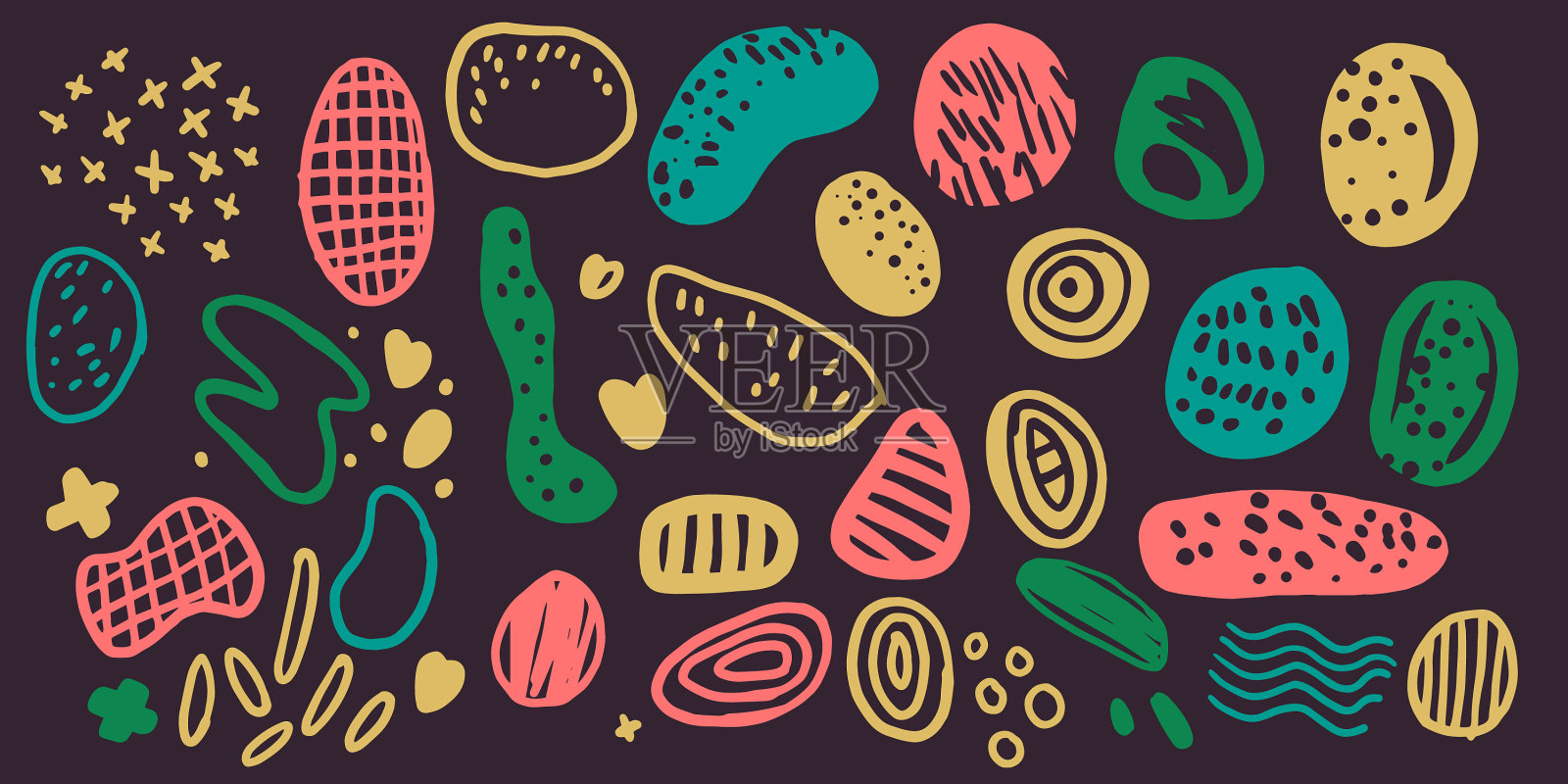 一组不同元素的涂鸦风格插画图片素材