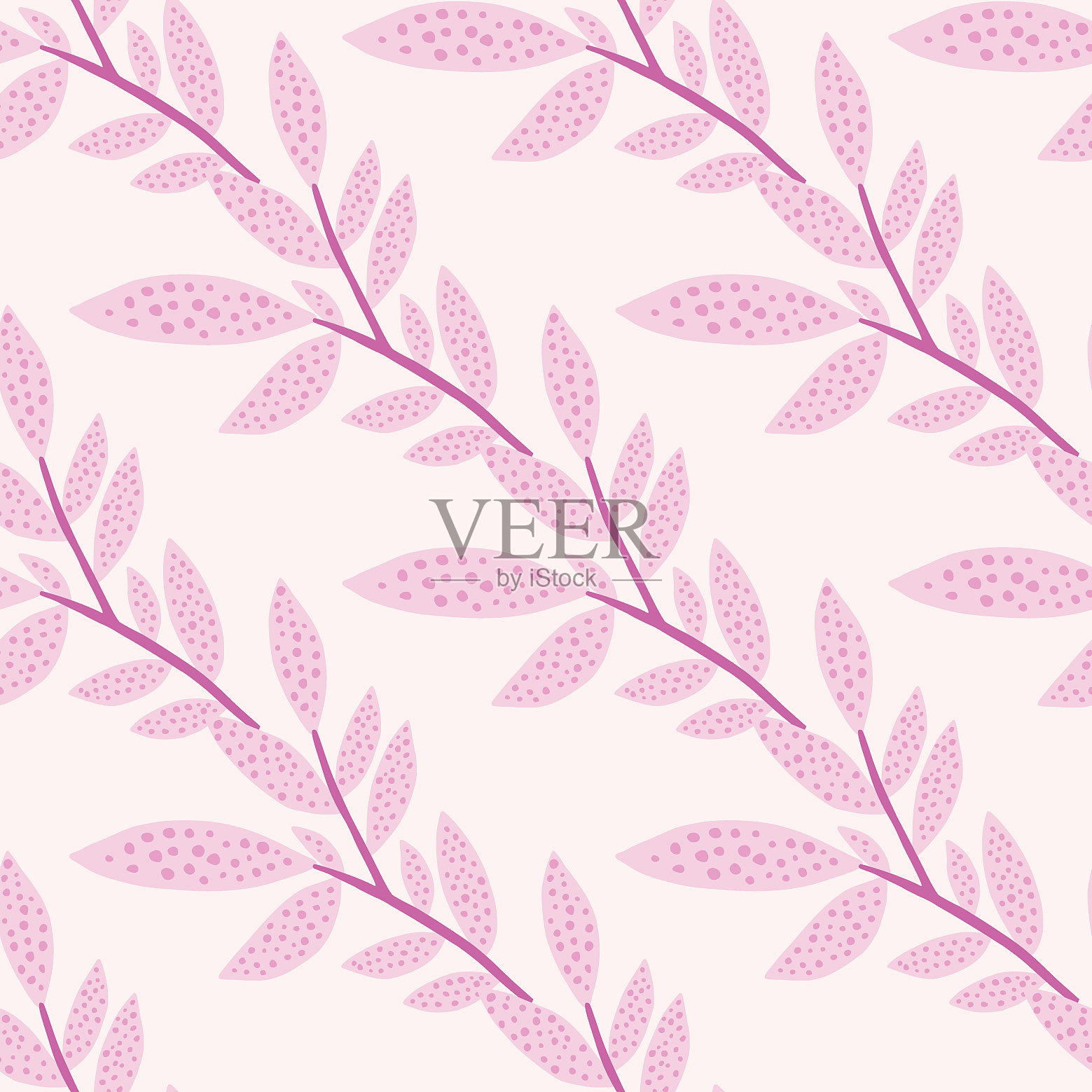 可爱的无缝图案与冬天的森林树叶插画图片素材