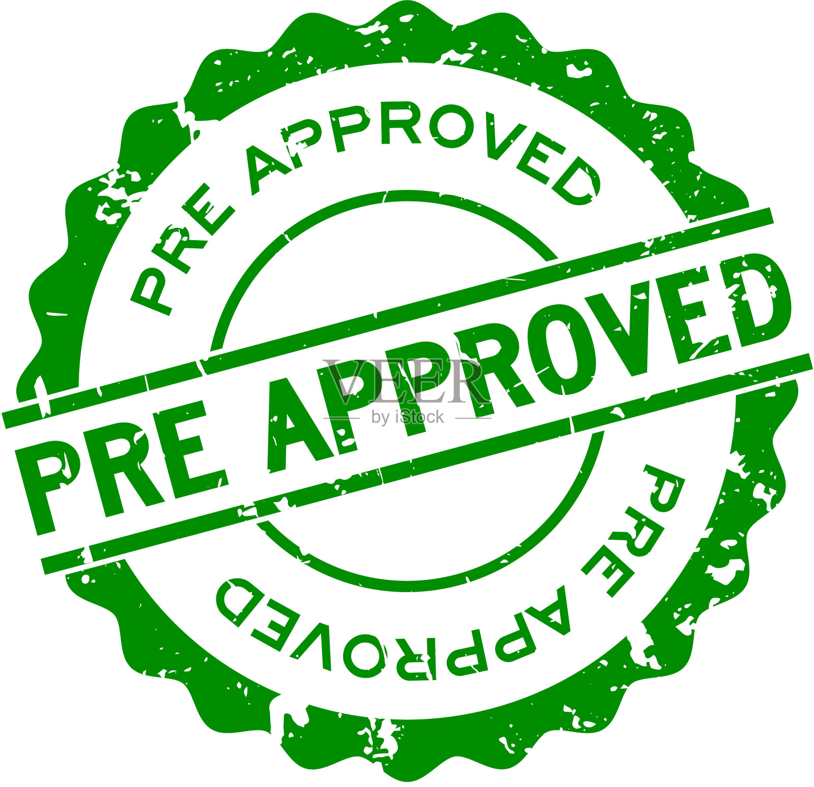 Grunge pre认可字圆形橡胶印章设计元素图片