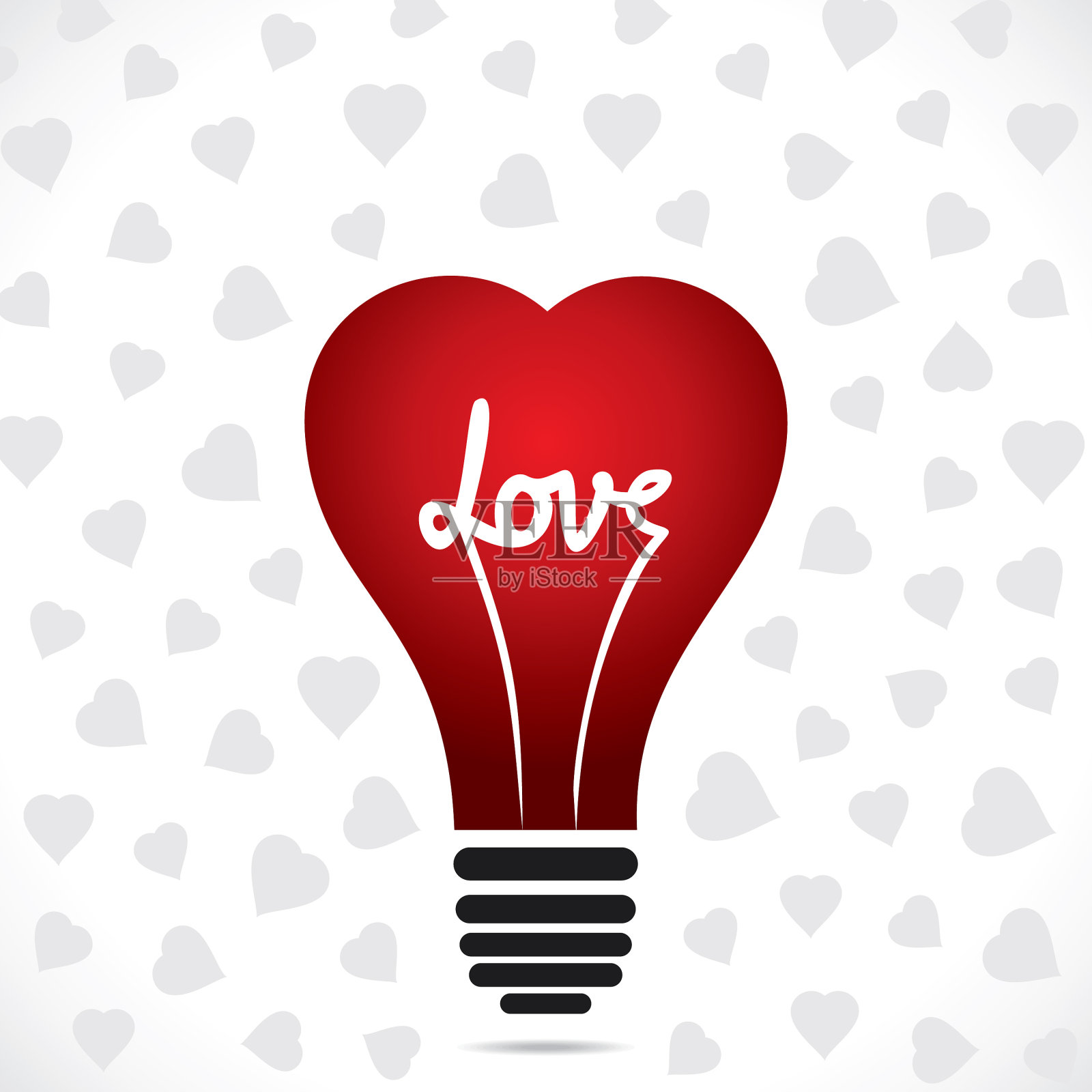 心形灯泡是设计和爱像灯丝插画图片素材