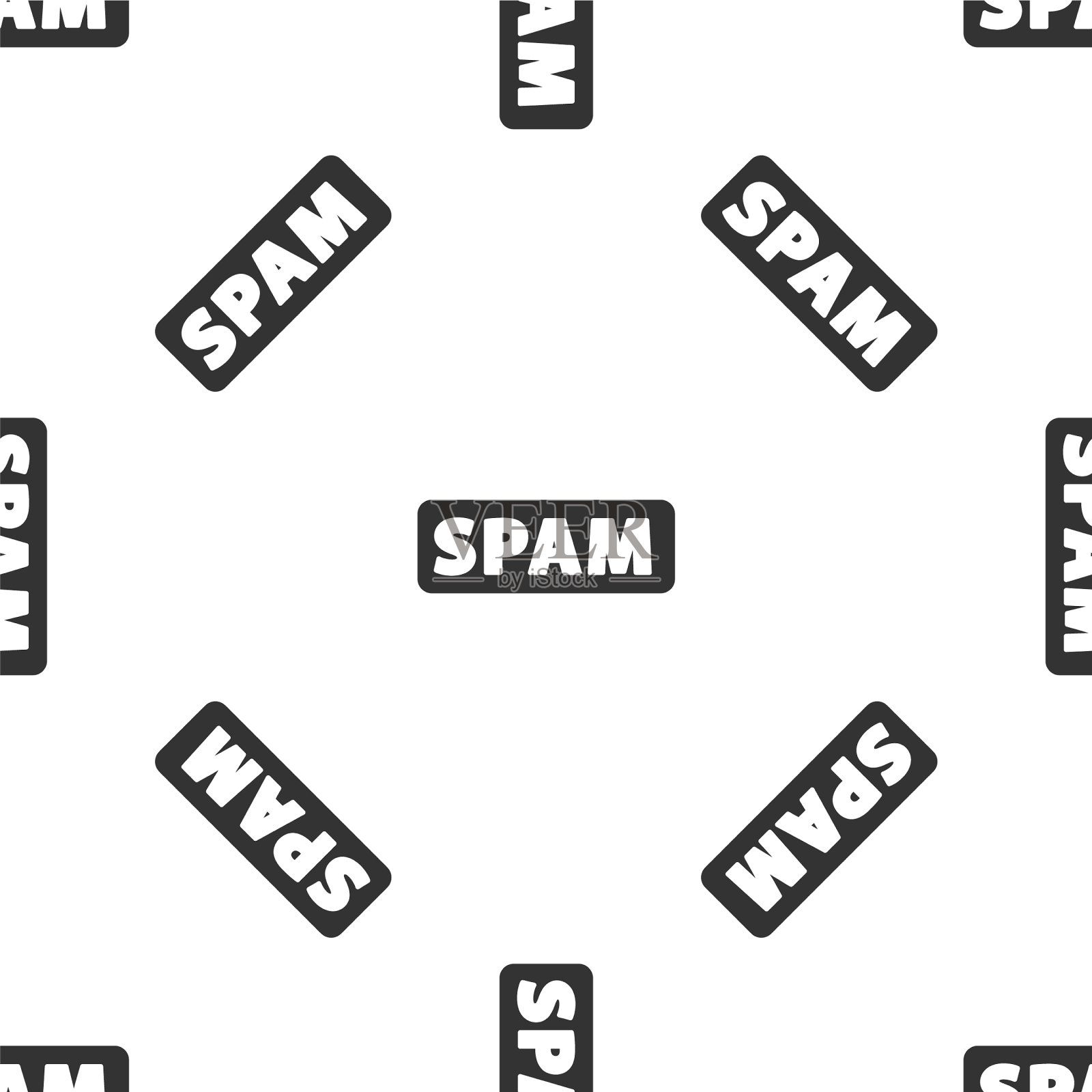 灰色垃圾邮件图标隔离无缝模式上的白色插画图片素材