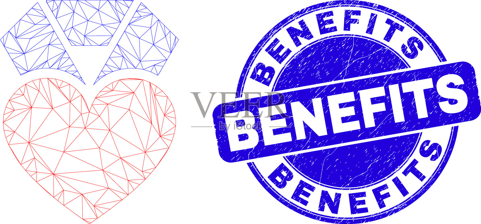 蓝色的苦恼好处邮票印章和网网插画图片素材