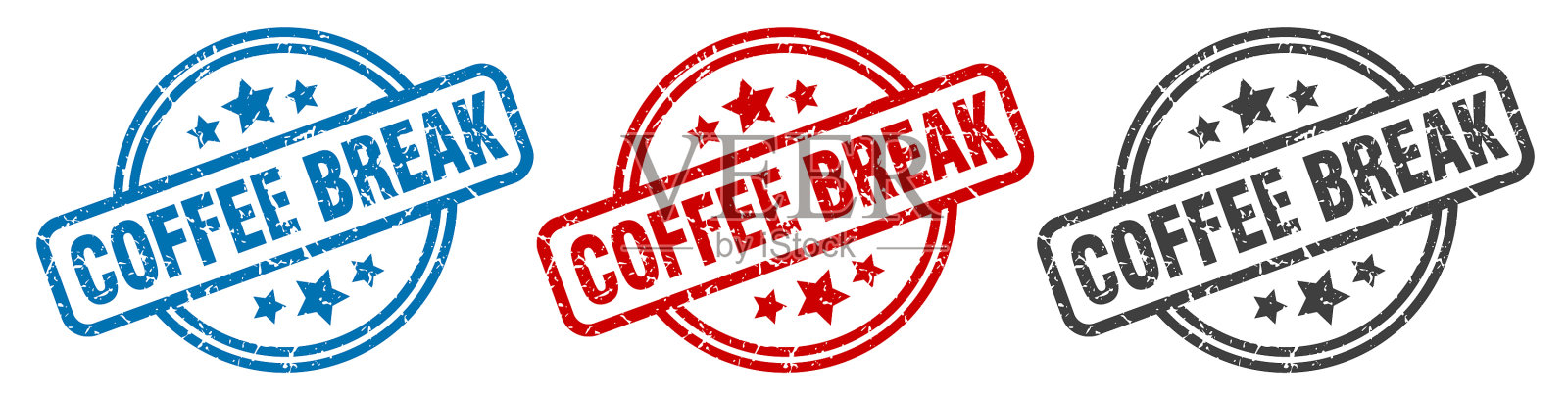 咖啡休息邮票咖啡休息round孤立的插画图片素材