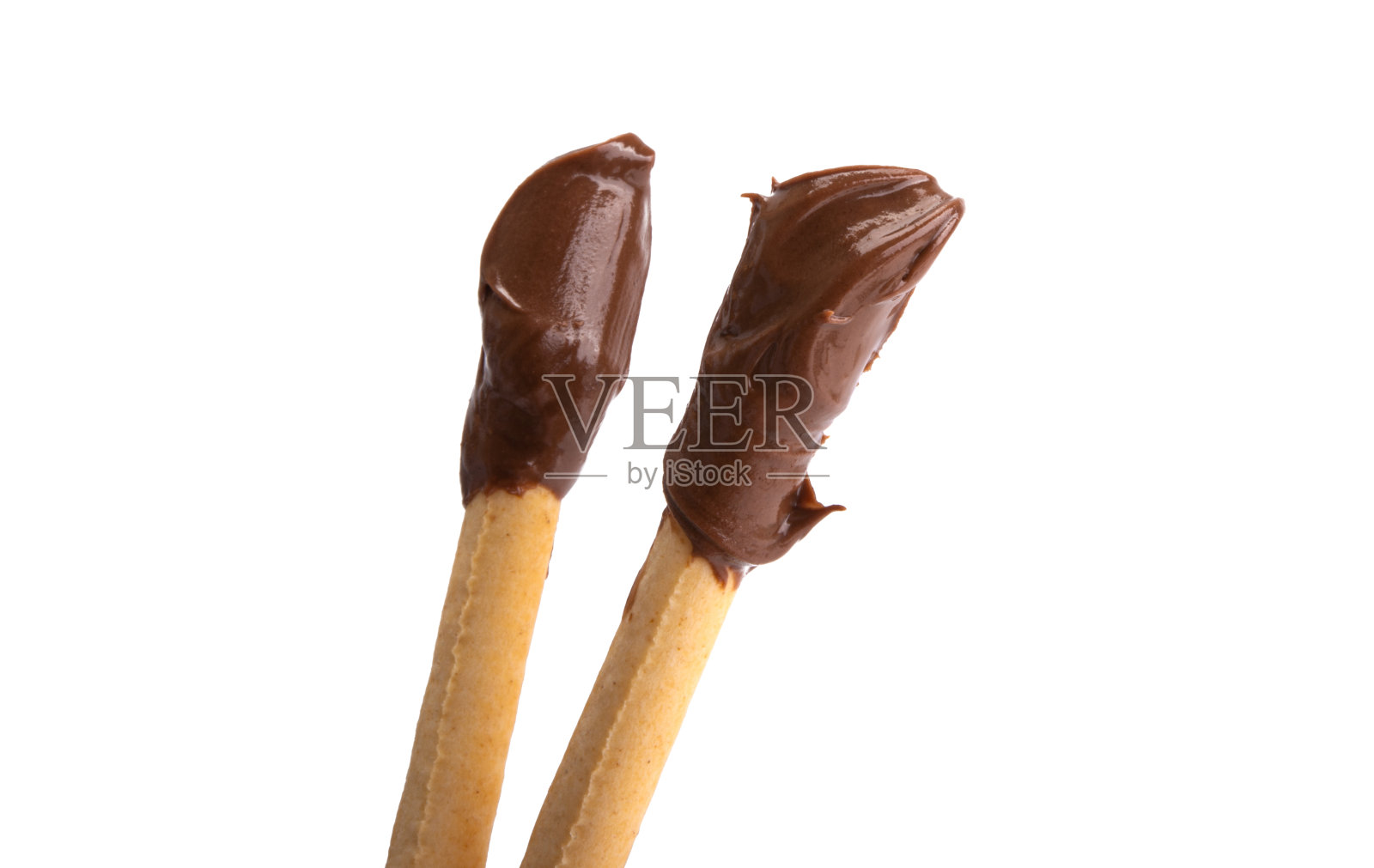 饼干棒与巧克力奶油隔离照片摄影图片