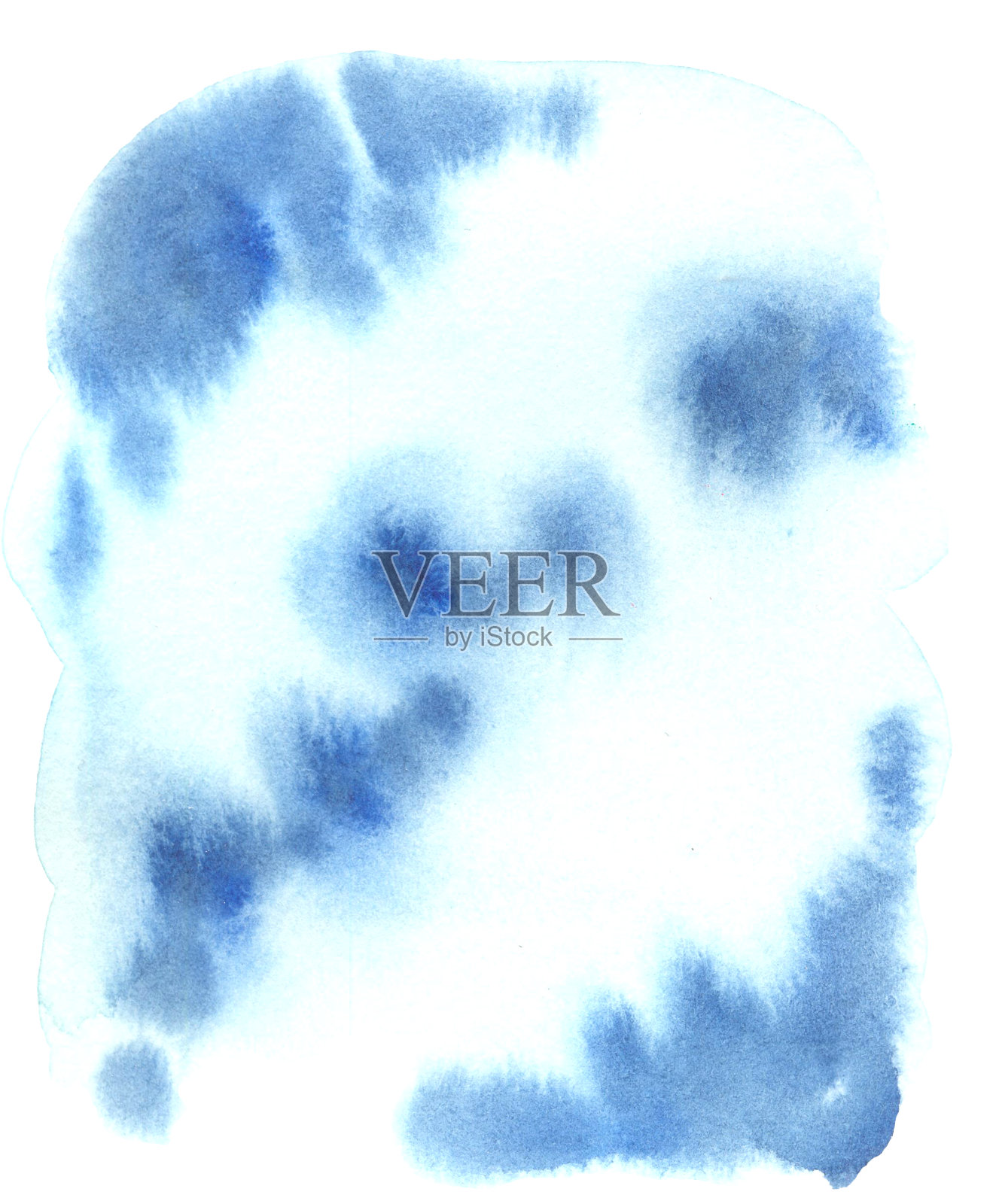 手绘抽象水彩蓝色背景与斑点在白色的背景。壁纸在湿的技术插画图片素材