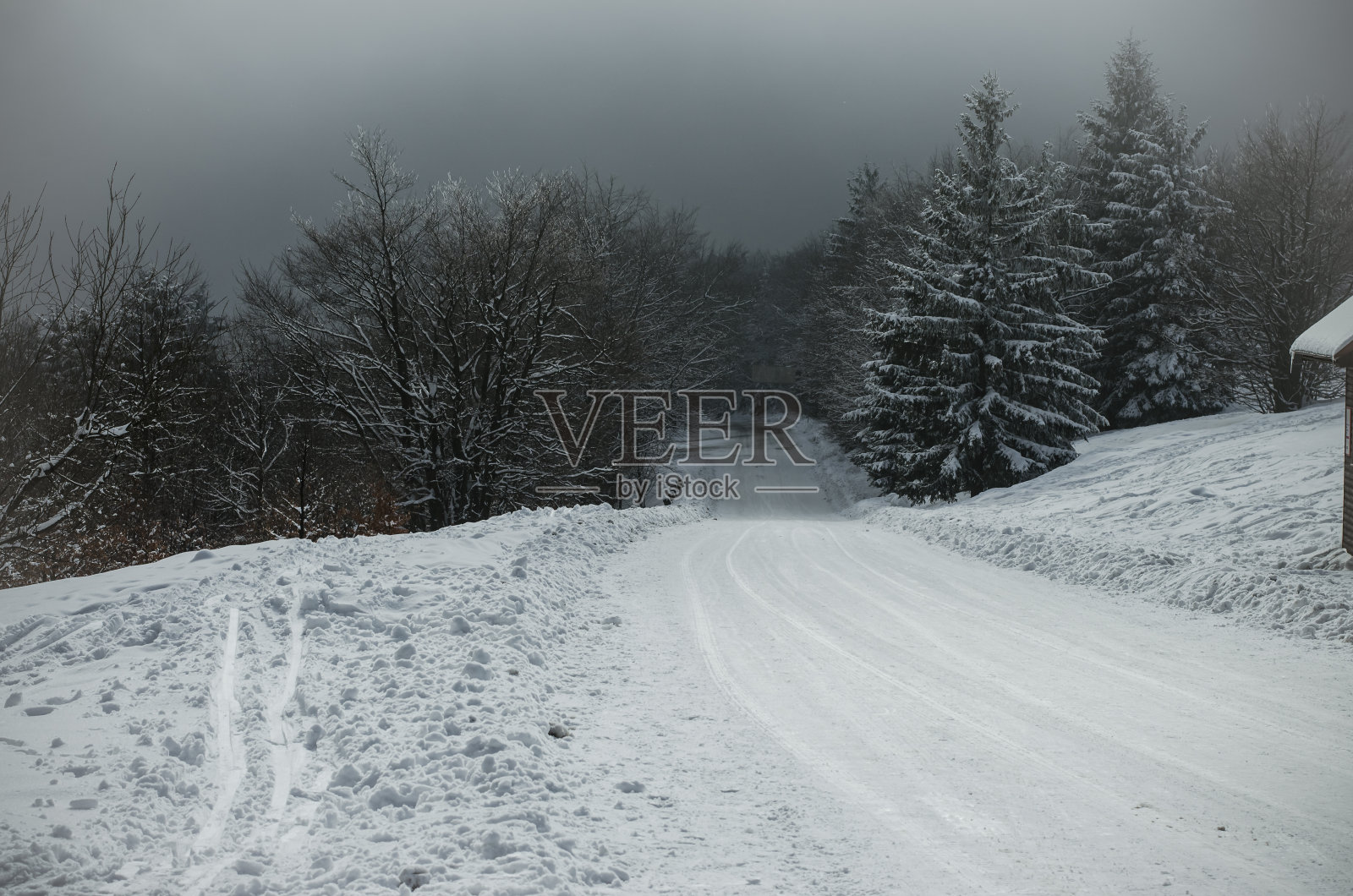 去山上的路雾蒙蒙的照片摄影图片