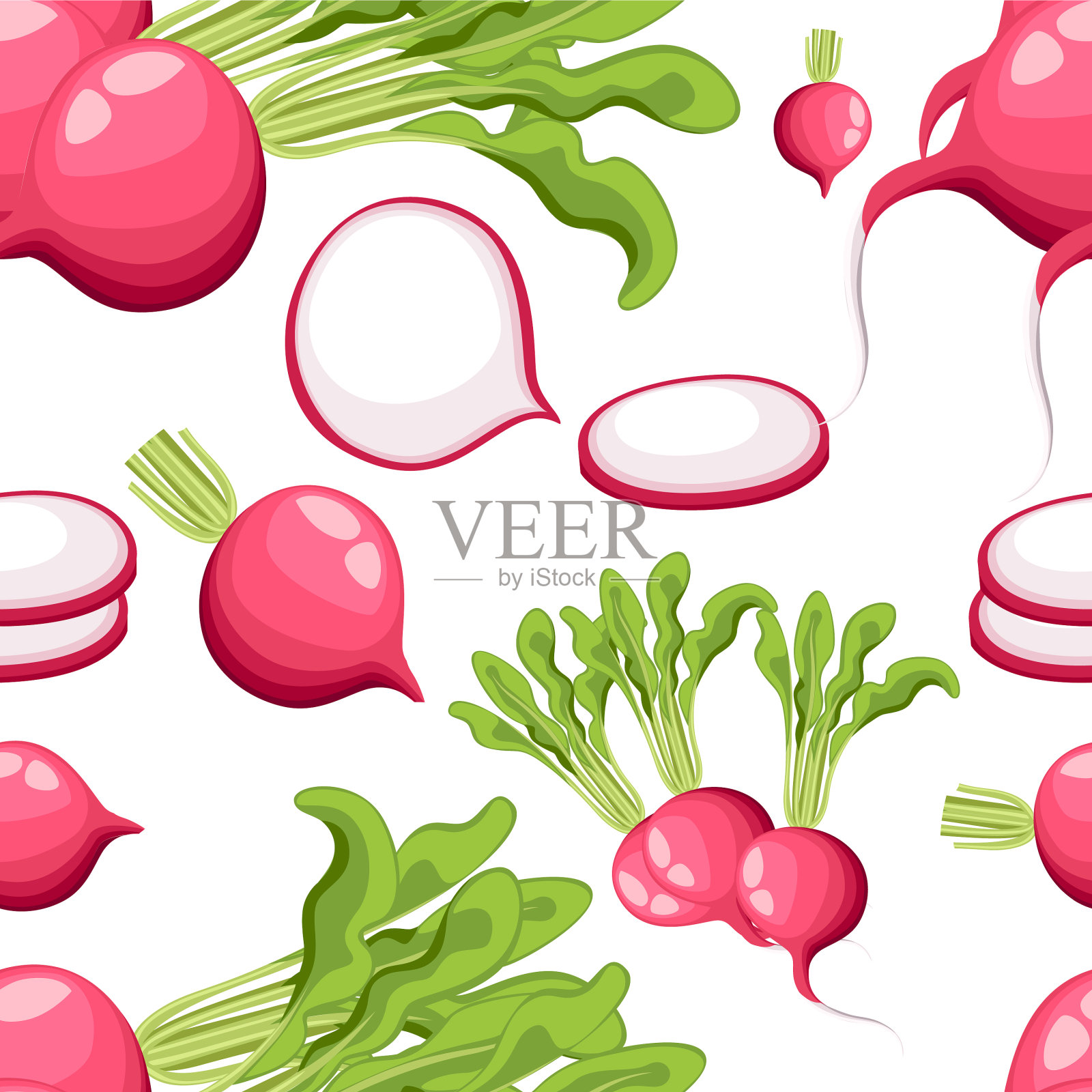 有一束叶子的无缝图案萝卜插画图片素材