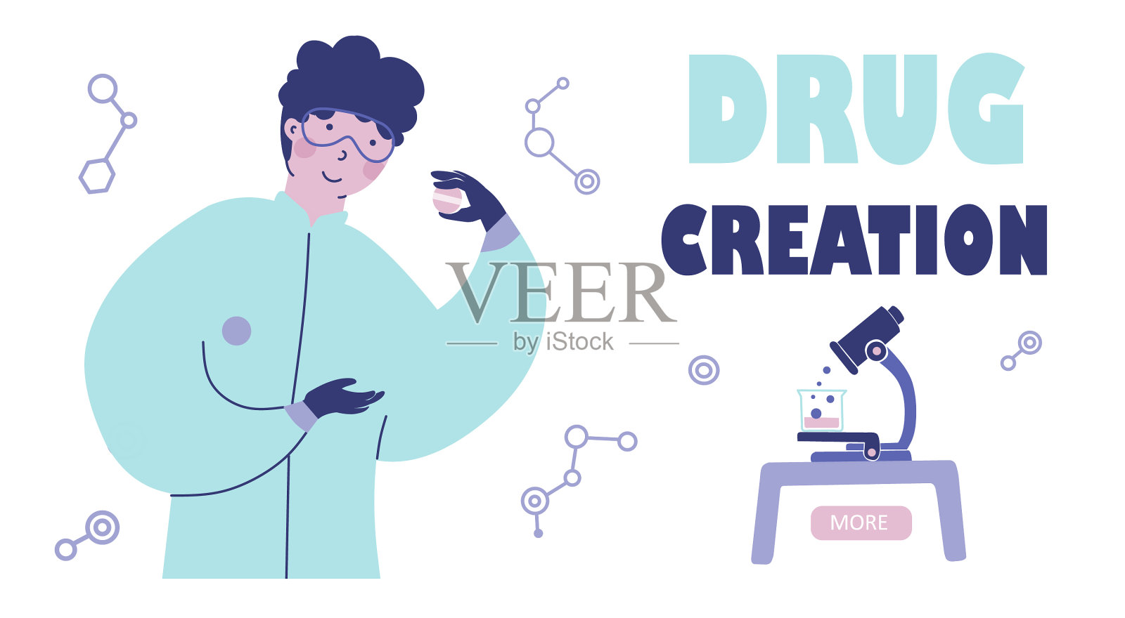 化学实验室研究扁平化插画图片素材