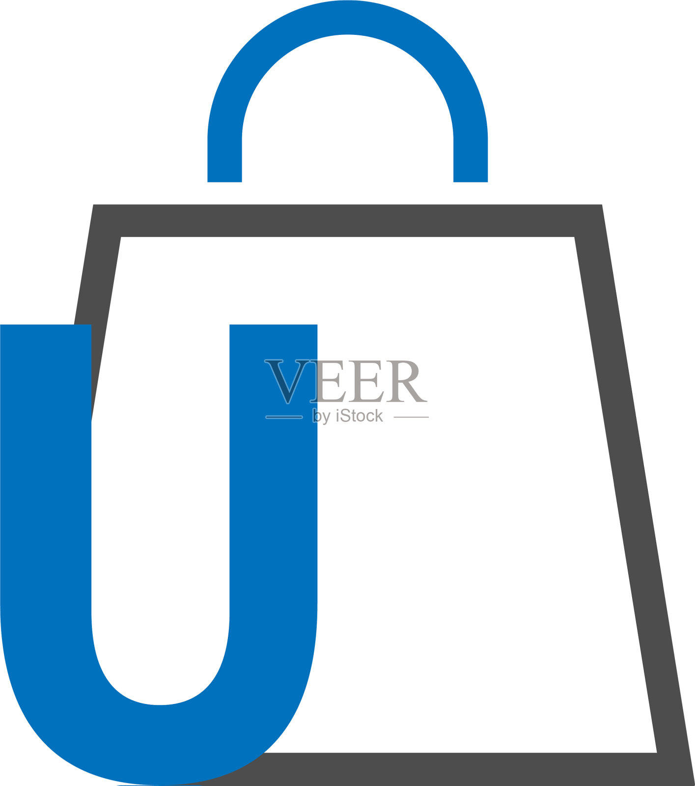 字母u在购物袋上图标素材