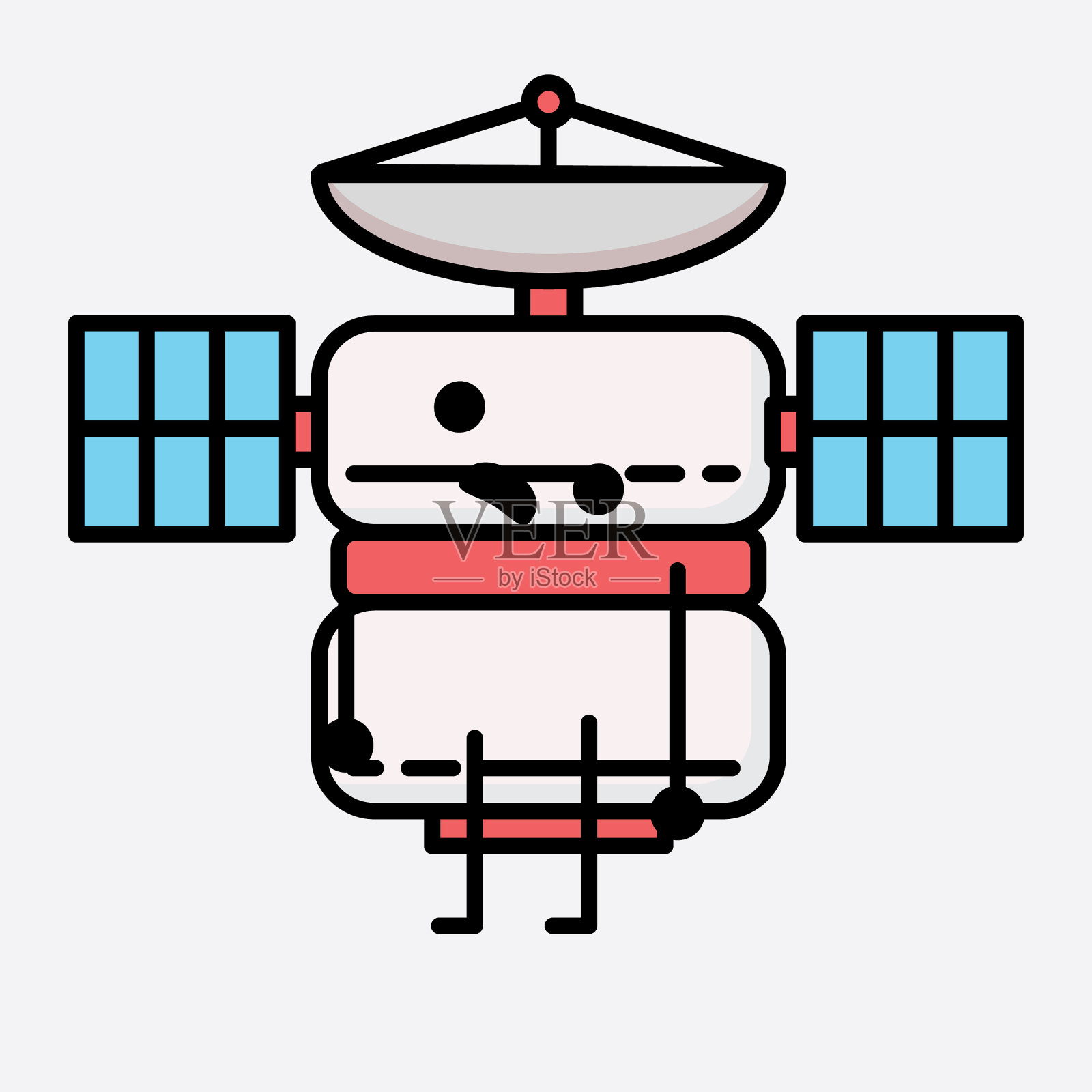 可爱的卫星天线吉祥物人物在平插画图片素材