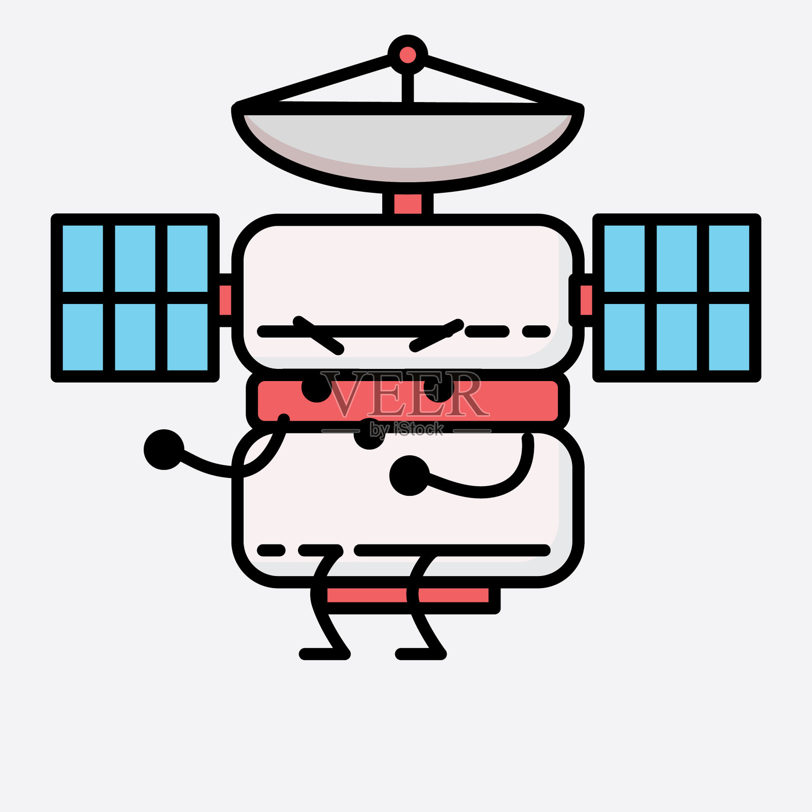 可爱的卫星天线吉祥物人物在平插画图片素材