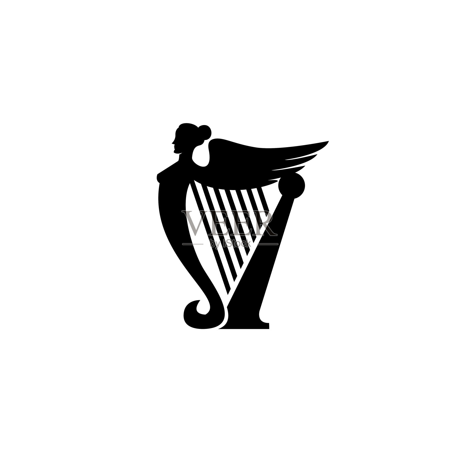 美丽豪华经典角竖琴矢量图标平面设计孤立的背景插画图片素材