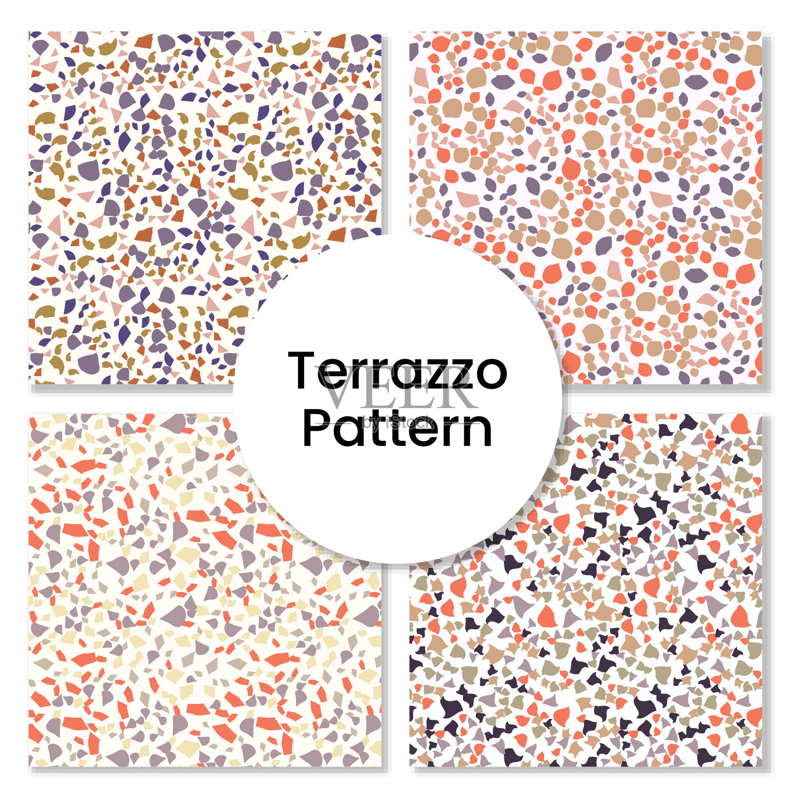 彩色水磨石图案集设计。插画图片素材