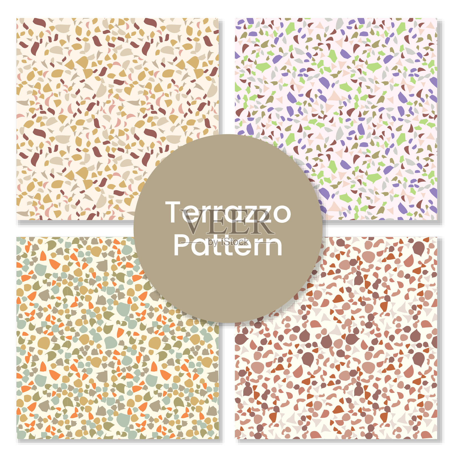 水磨石无缝图案与抽象形状。插画图片素材