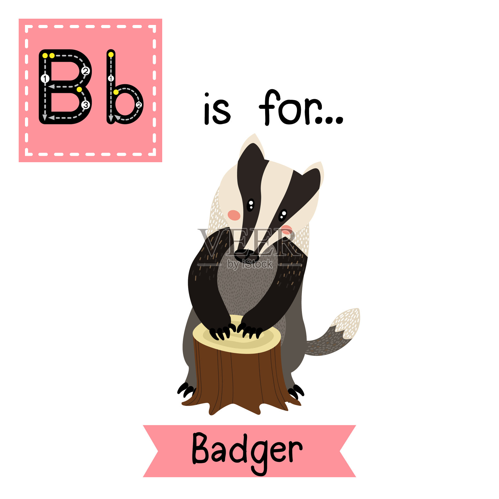 追踪字母b表示狒狒插画图片素材