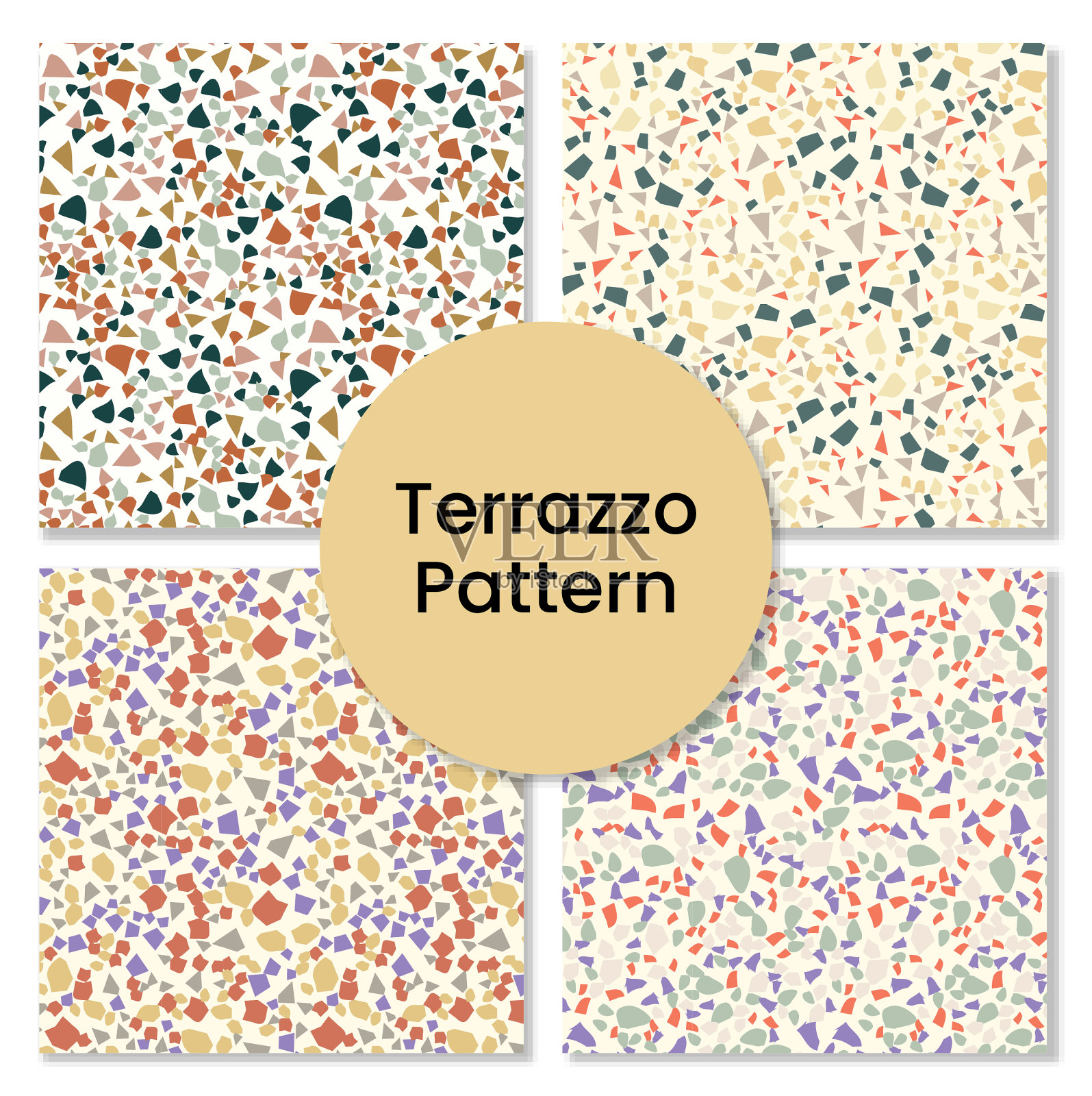 水磨石花纹地板装饰设计。插画图片素材