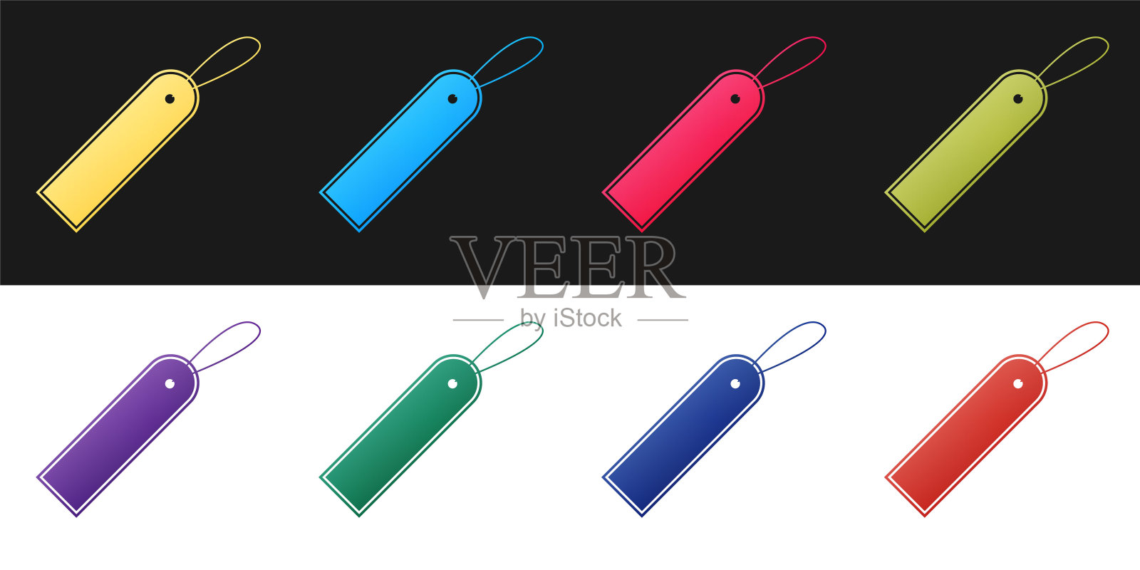 设置空白标签模板价签图标隔离在黑白背景上。空购物折扣贴纸。模板折扣横幅。向量设计元素图片