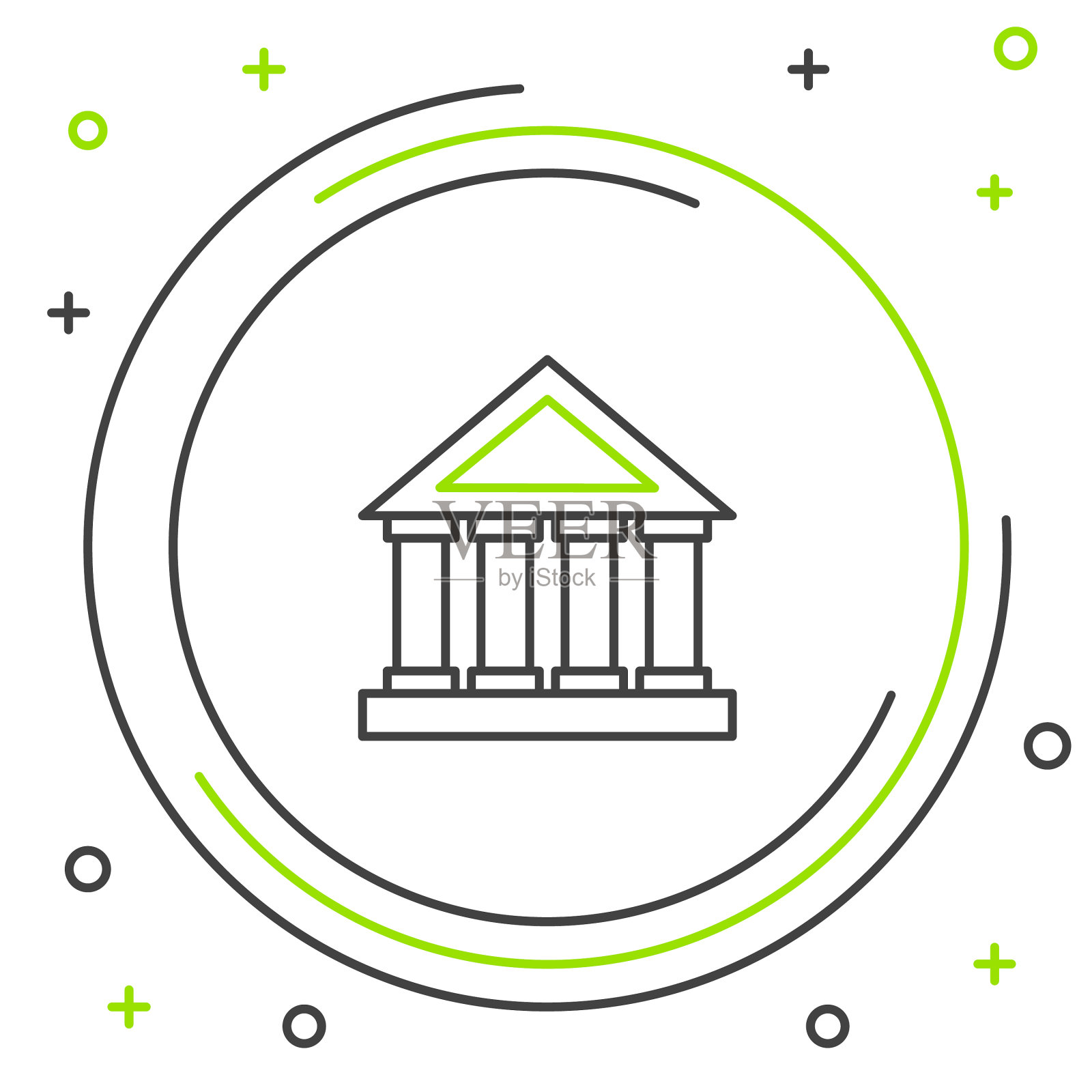 线法院大楼图标孤立在白色插画图片素材