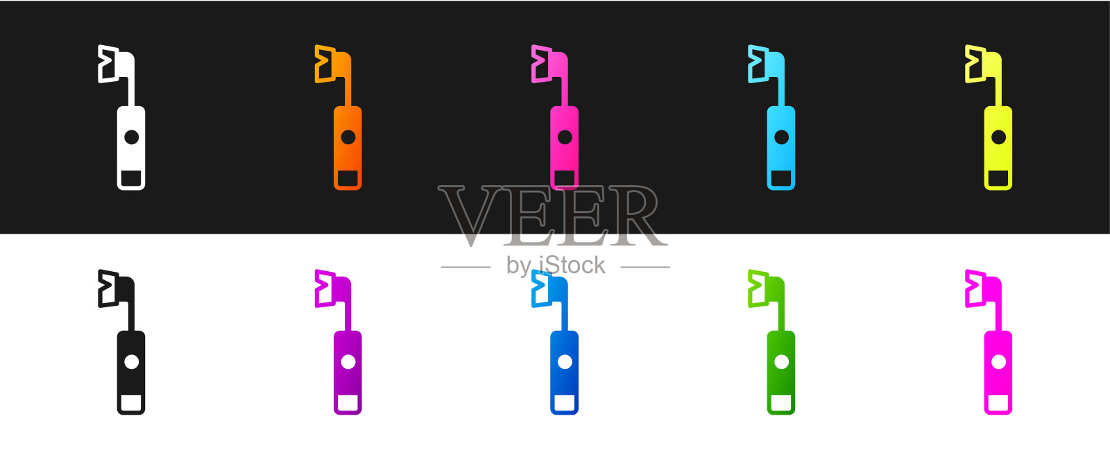 设置电动牙刷图标隔离在黑白背景。向量图标素材