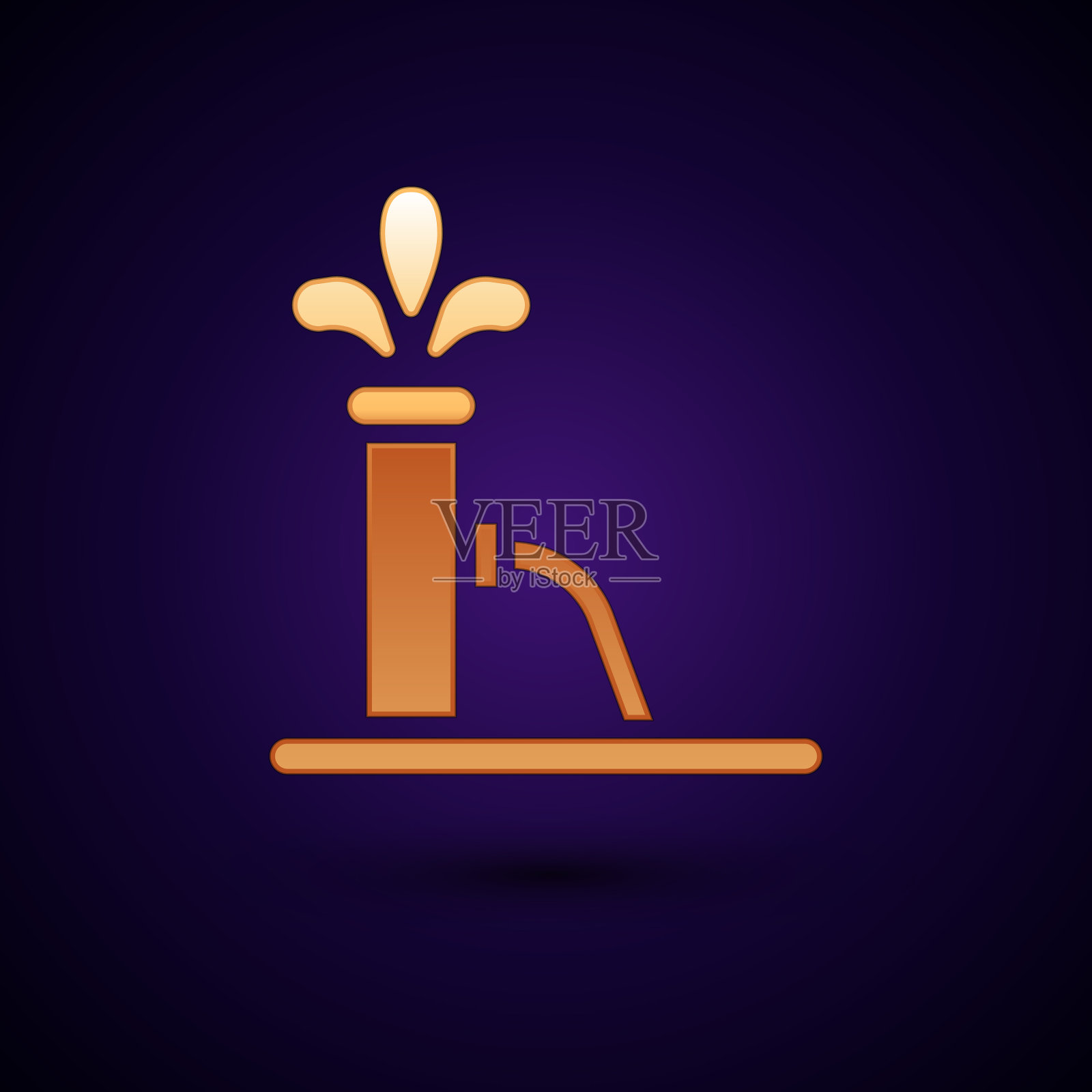 金色的油泵或油泵插孔图标隔离在黑色上插画图片素材