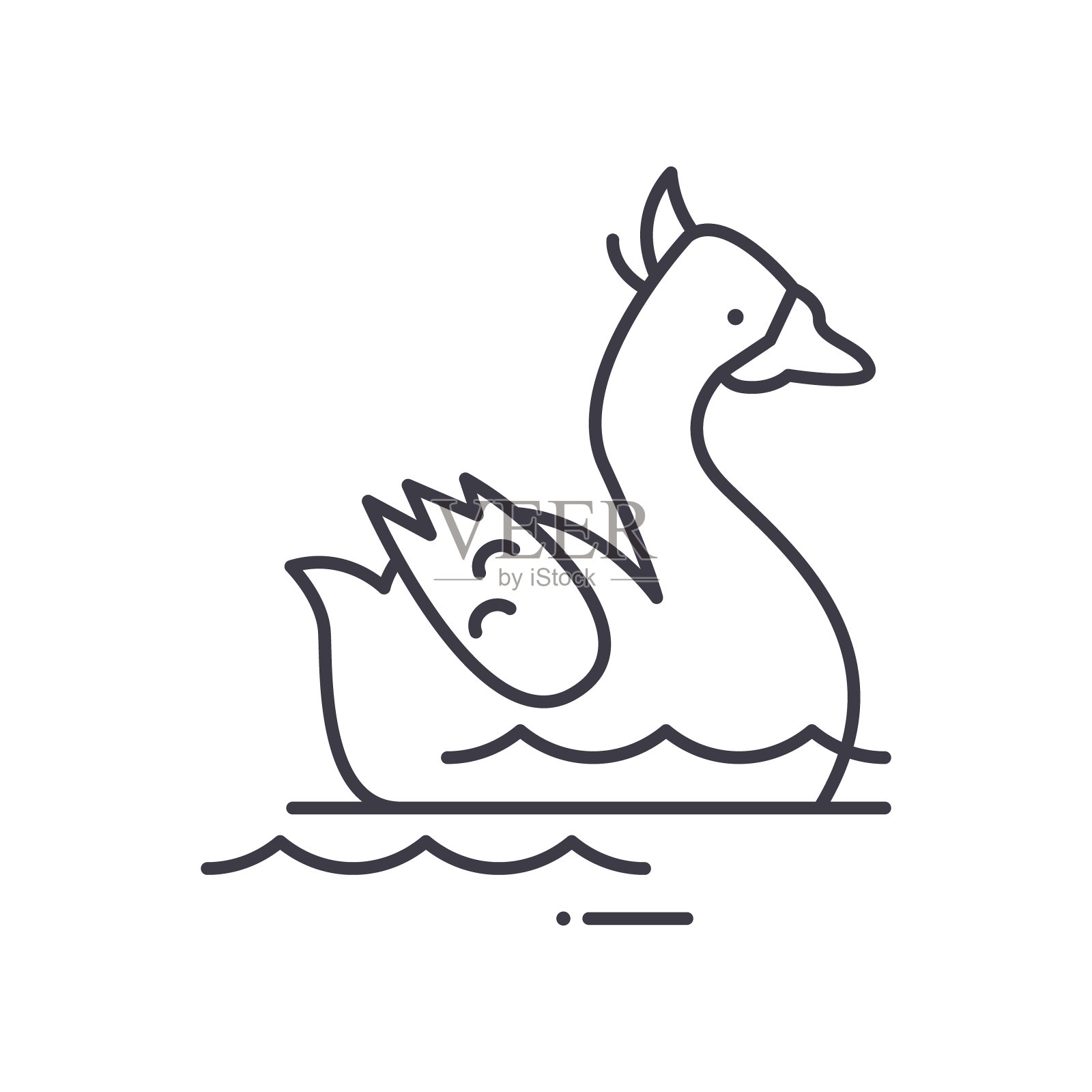 鹅图标，线性孤立的插图，细线矢量，网页设计标志，大纲概念符号与可编辑的笔触在白色的背景。插画图片素材