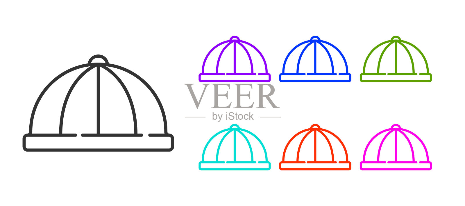 黑线婴儿帽图标孤立在白色背景。设置图标丰富多彩。向量图标素材