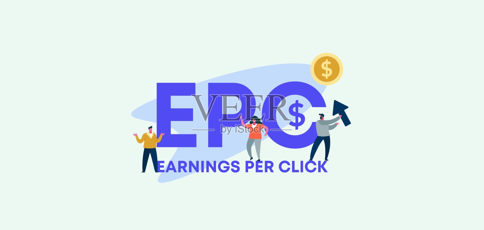 EPC每次点击的收益。分配技术有利可图的贸易和成功的财政收入。插画图片素材