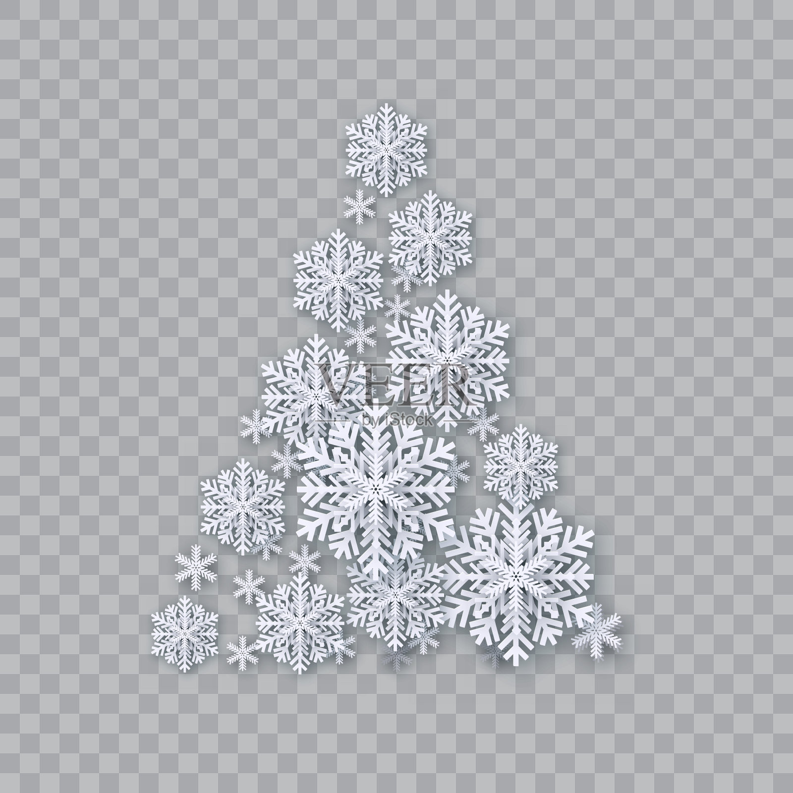 圣诞节用白色立体圣诞树插画图片素材