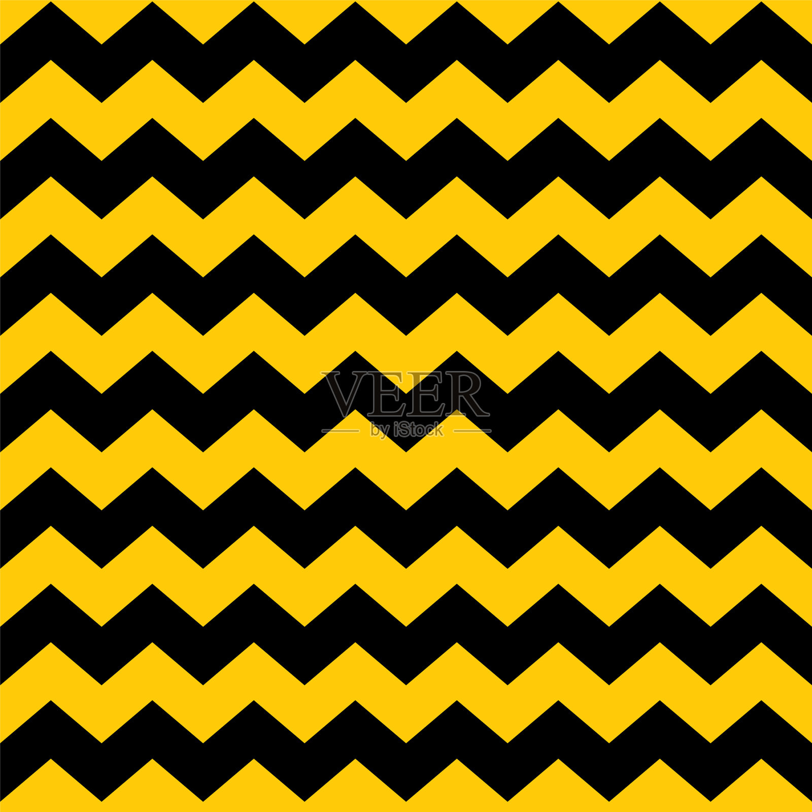 锯齿形瓦楞无缝黑色和黄色插画图片素材