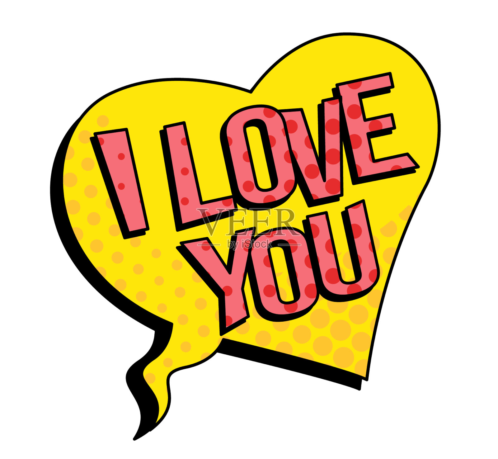 我爱你复古风格的演讲泡泡设计元素图片