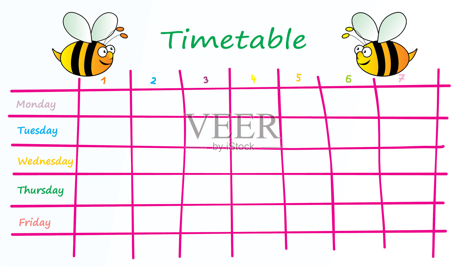 为孩子们准备的课程表插画图片素材