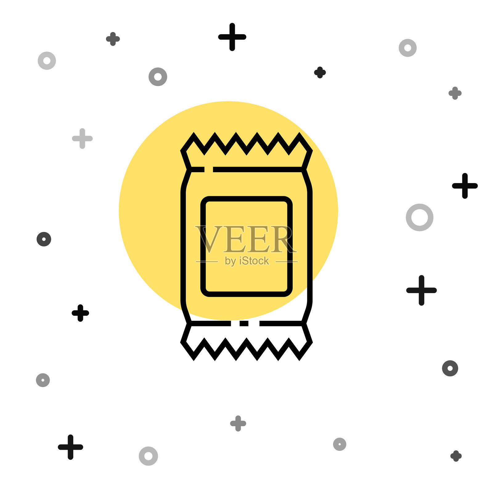 黑线肥料袋图标孤立在白色上插画图片素材