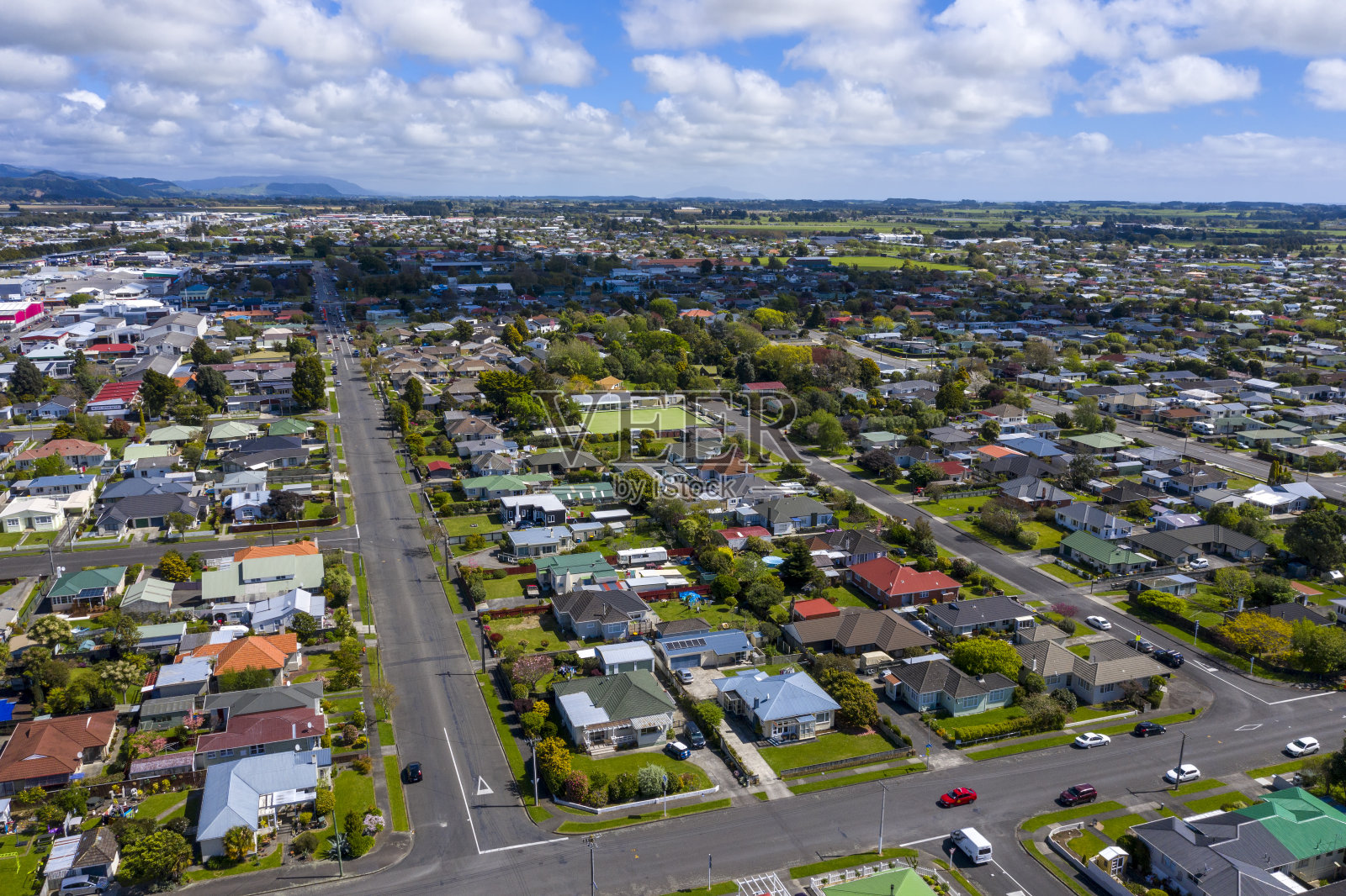 鸟瞰图莱文镇向南照片摄影图片
