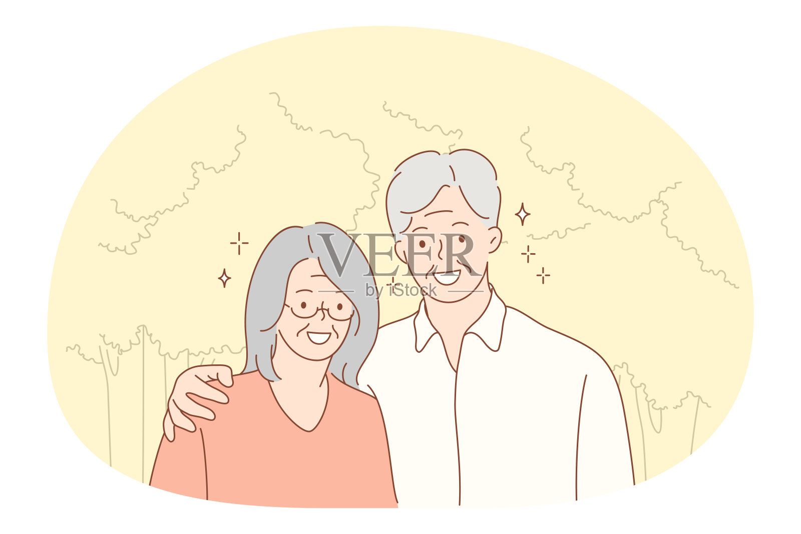 老年夫妻生活幸福积极的生活理念插画图片素材