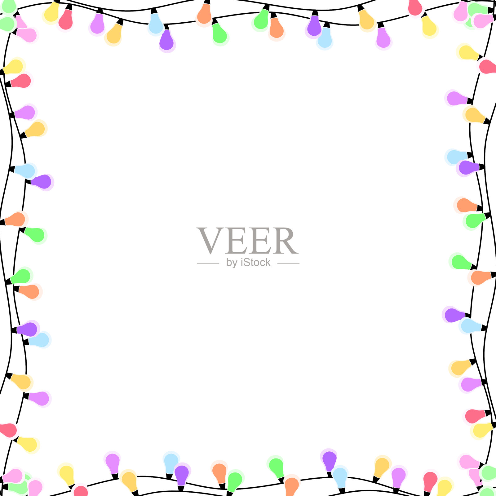 圣诞灯框架孤立的白色背景。插画图片素材